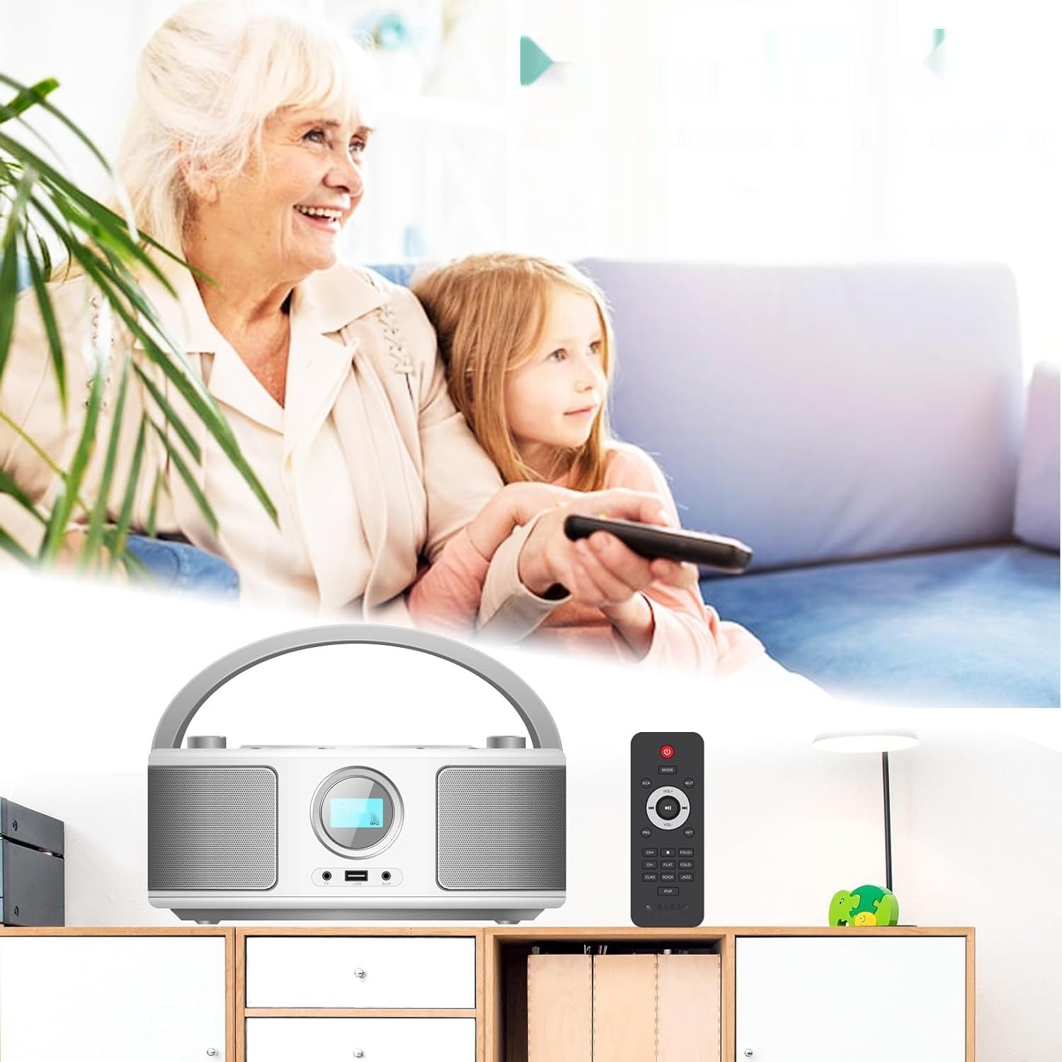 Przenośny odtwarzacz CD dla dzieci, WISCENT radio FM boombox (z Bluetо