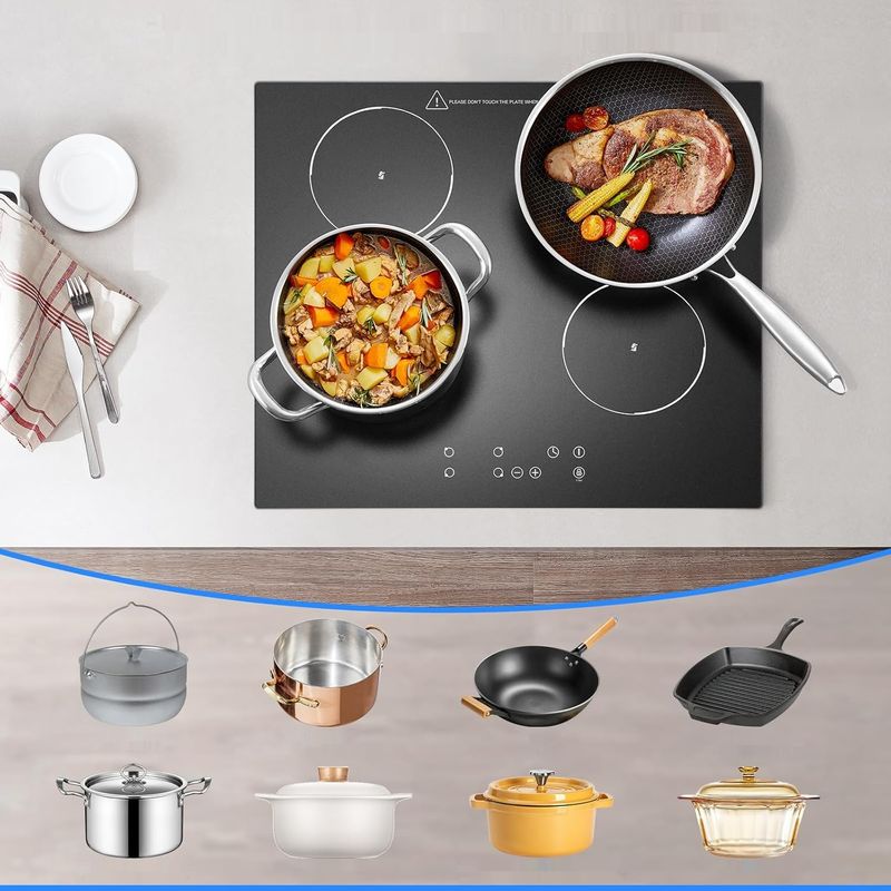 Płyta ceramiczna KICHPOWER 60 cm, 4 pola grzewcze, sterowanie dotykowe