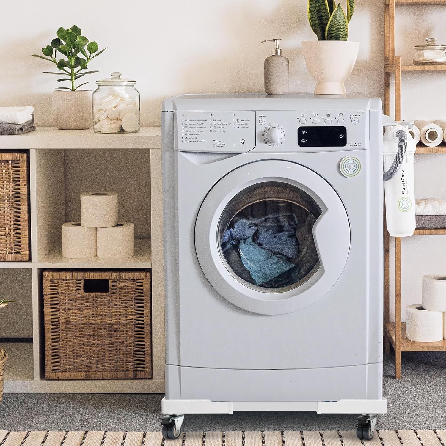 Regulowana podstawa pod pralkę i suszarkę Humagineer z kółkami, 200 kg