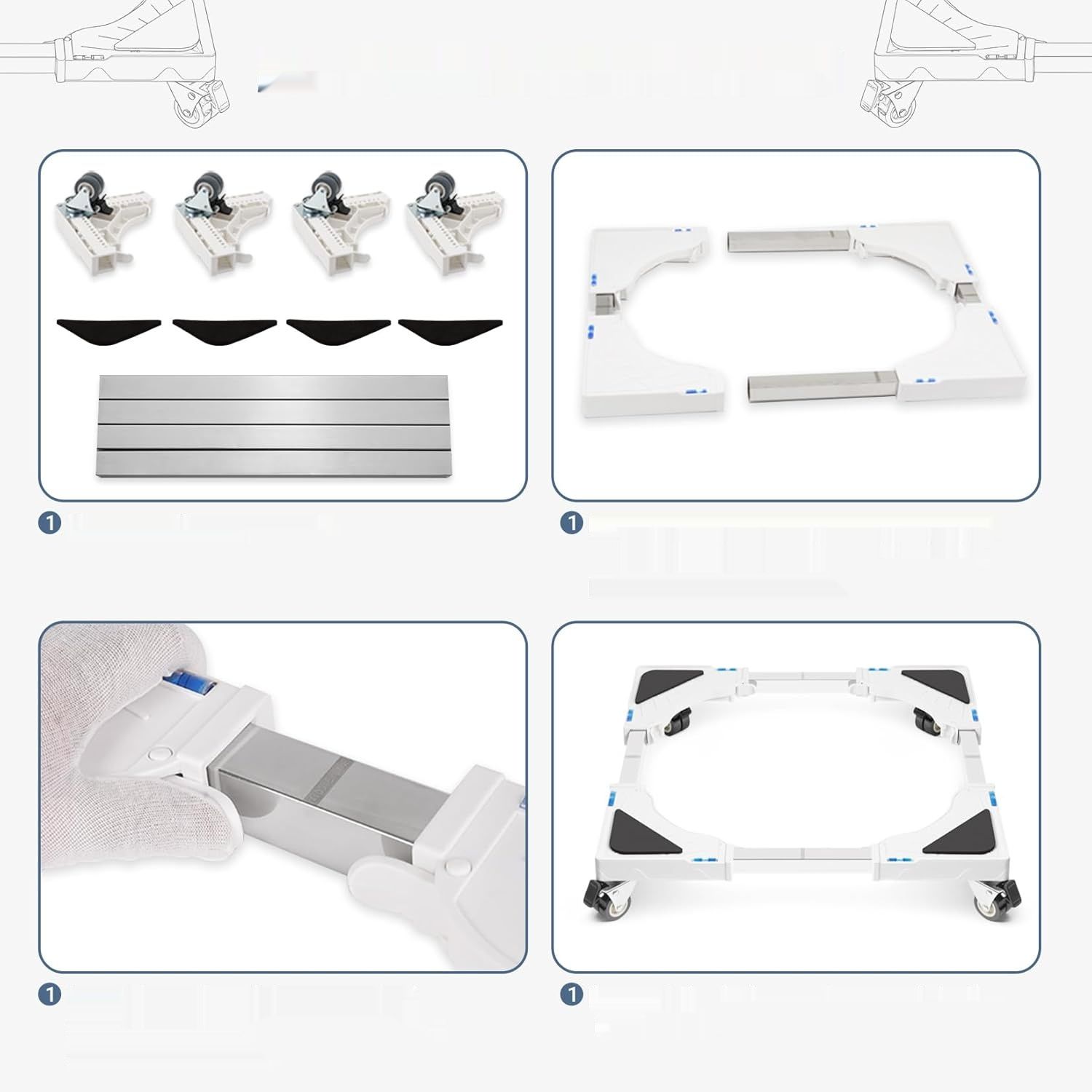 Regulowana podstawa pod pralkę i suszarkę Humagineer z kółkami, 200 kg