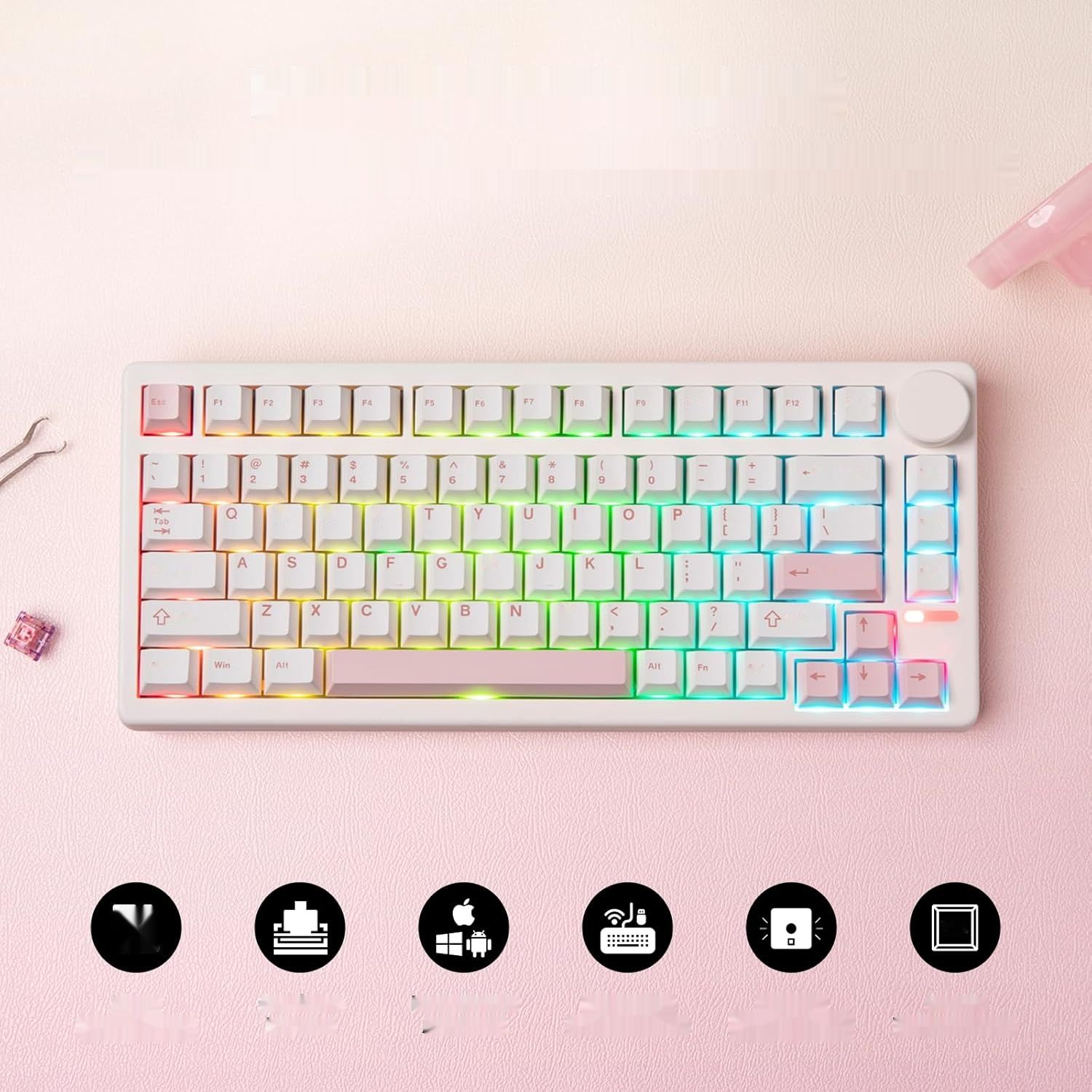 Zmienić foto na czarny !!!!   EPOMAKER QK81 75% bezprzewodowa mechaniczna klawiatura do gier,program