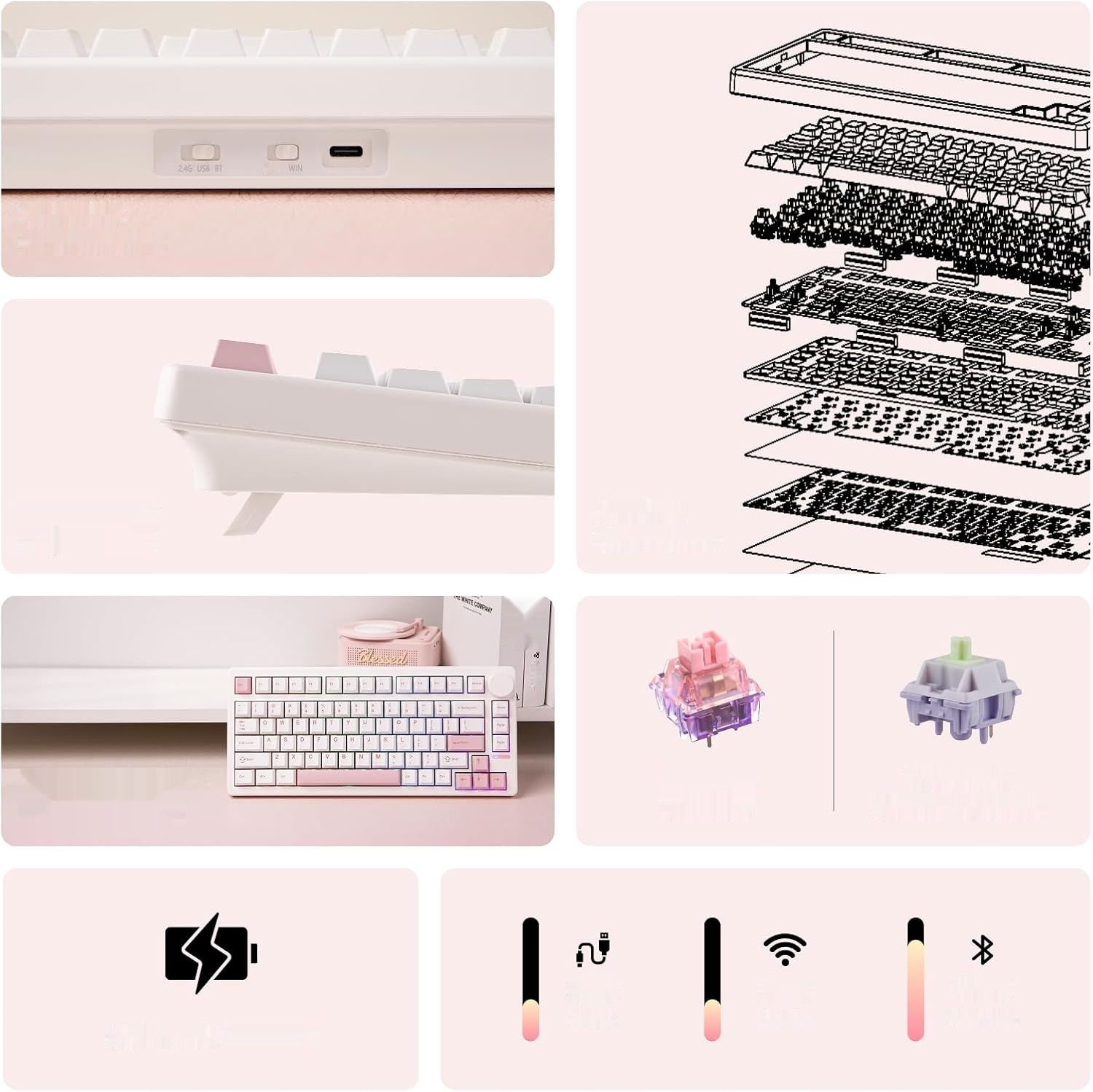 Zmienić foto na czarny !!!!   EPOMAKER QK81 75% bezprzewodowa mechaniczna klawiatura do gier,program