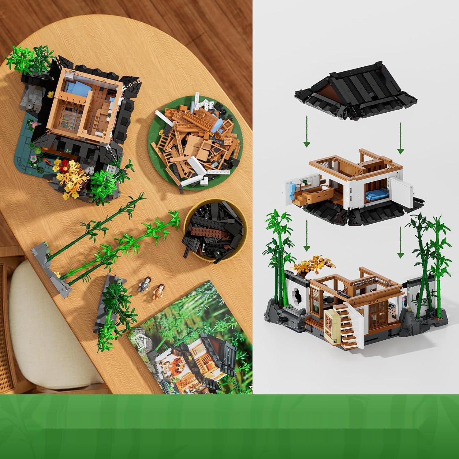 Casa de Bambú – Zestaw Klocków z Oświetleniem LED, 2432 Elementy