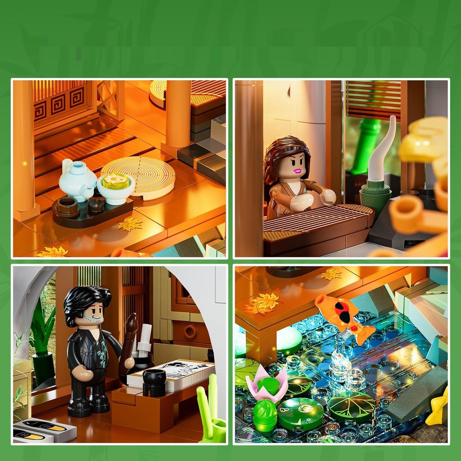 Casa de Bambú – Zestaw Klocków z Oświetleniem LED, 2432 Elementy