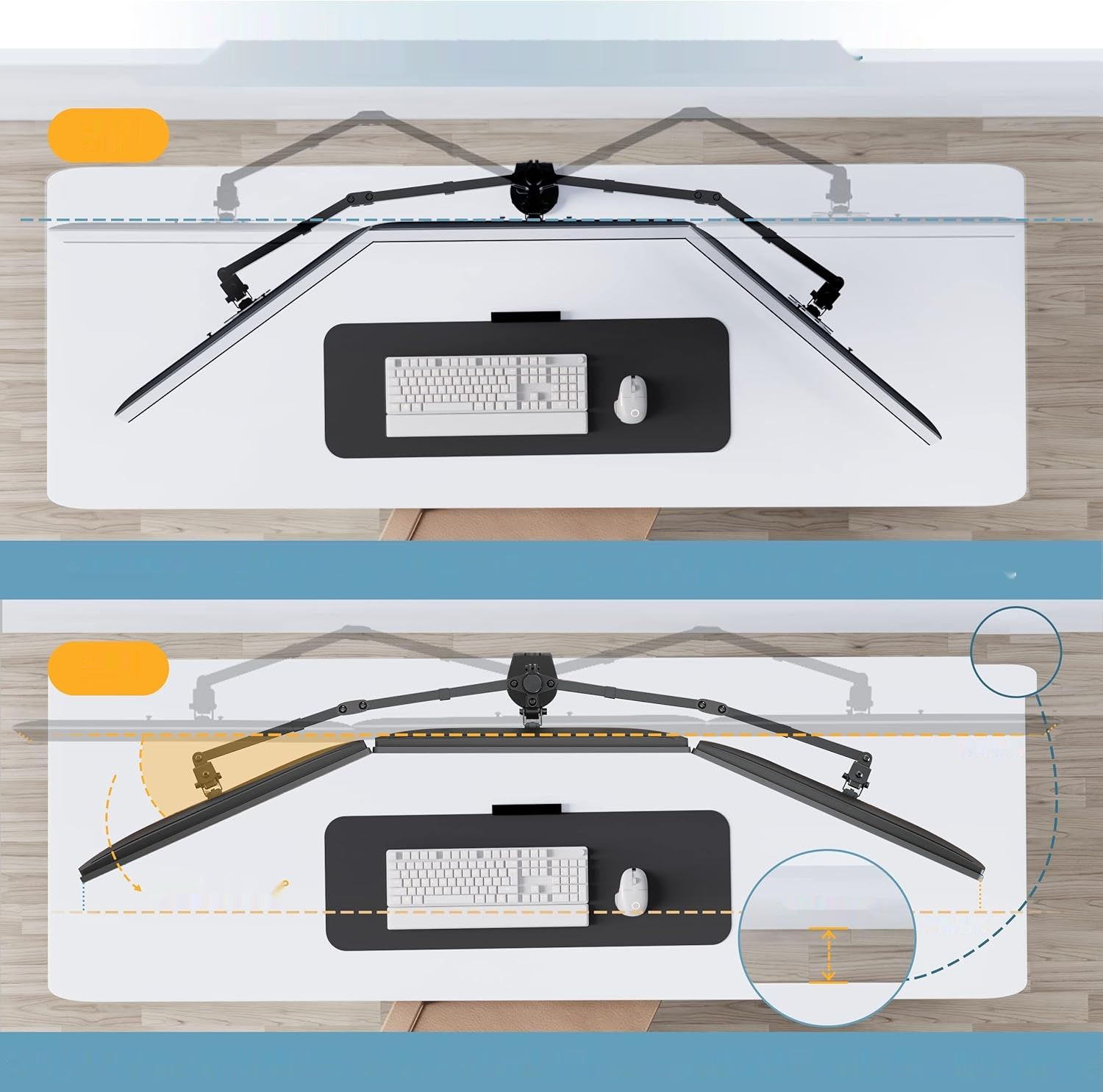 PUTORSEN MAS-3 – Biurkowy uchwyt na 3 monitory 13"–27" (do 7 kg na monitor)