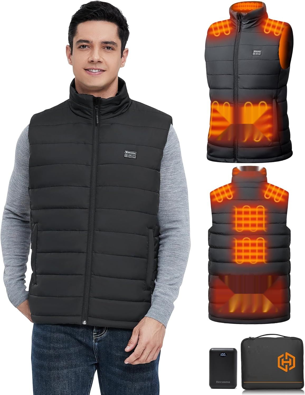 Męska kamizelka grzewcza z powerbankiem 16000 mAh 7,4 V,  L