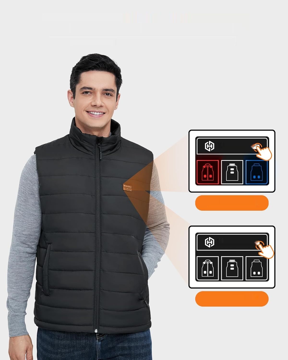 Męska kamizelka grzewcza z powerbankiem 16000 mAh 7,4 V,  L