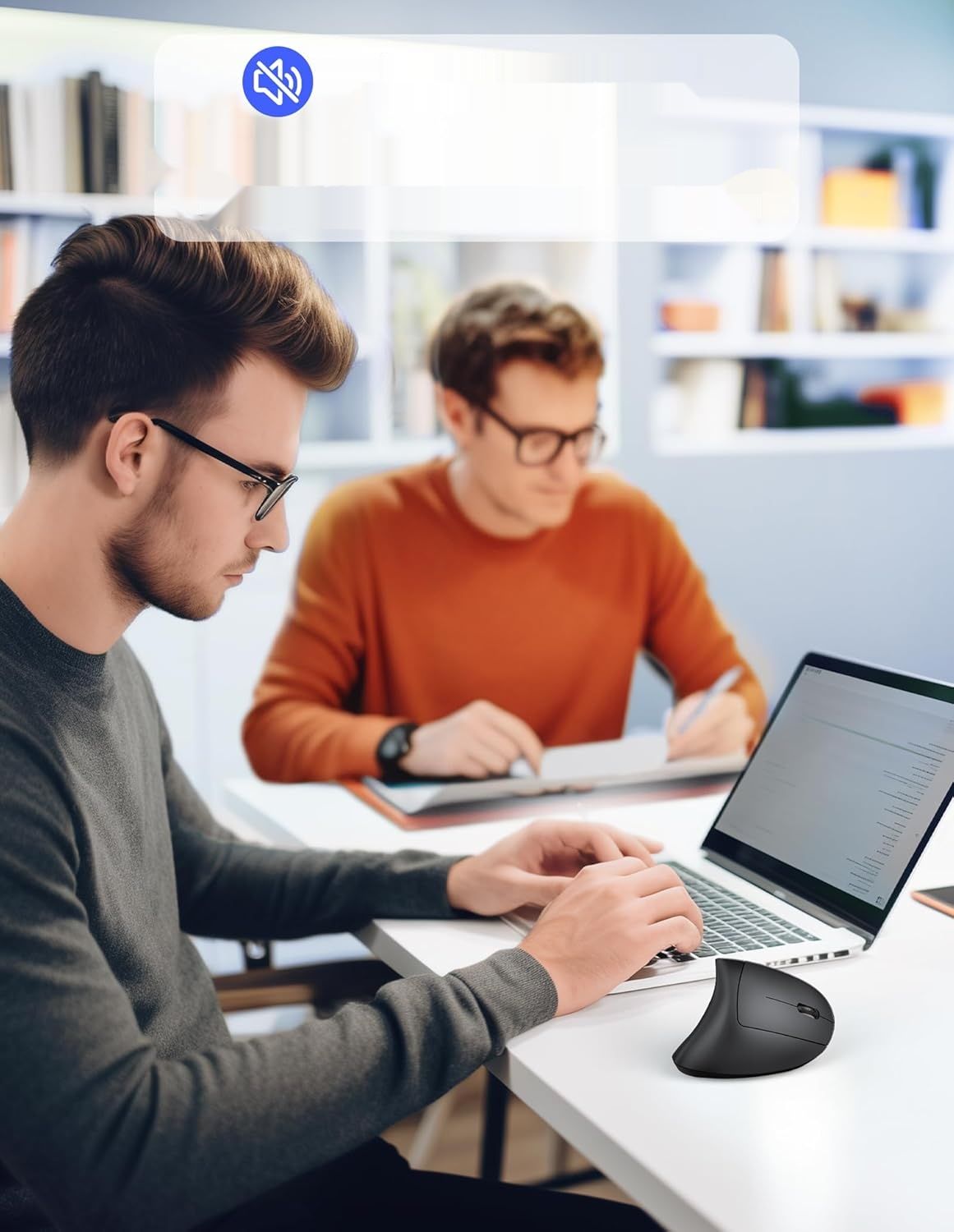 TECKNET TK-MS007 – pionowy, ergonomiczny mysz bezprzewodowa 4800 DPI, czarna