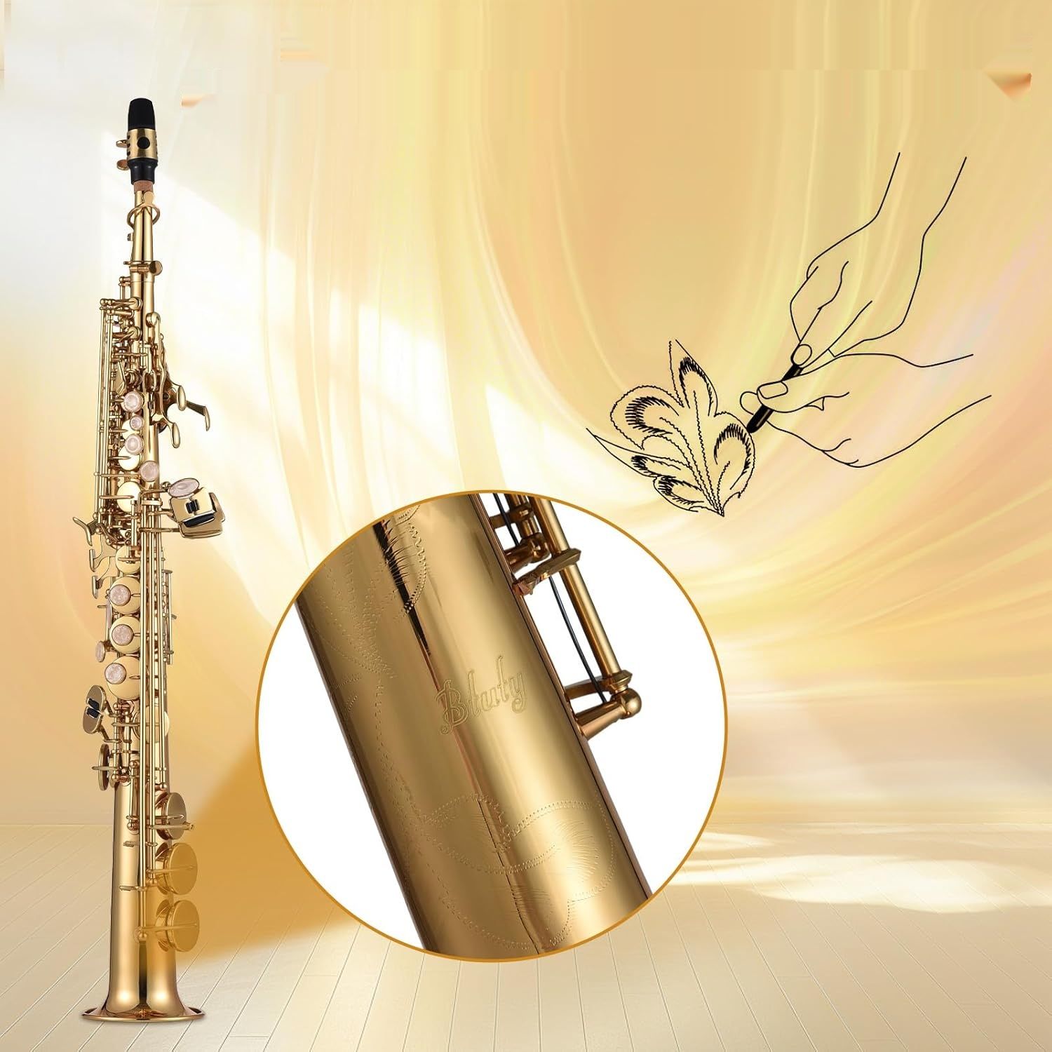 Saksofon sopranowy Btuty Bb z mosiądzu – zestaw dla ucznia