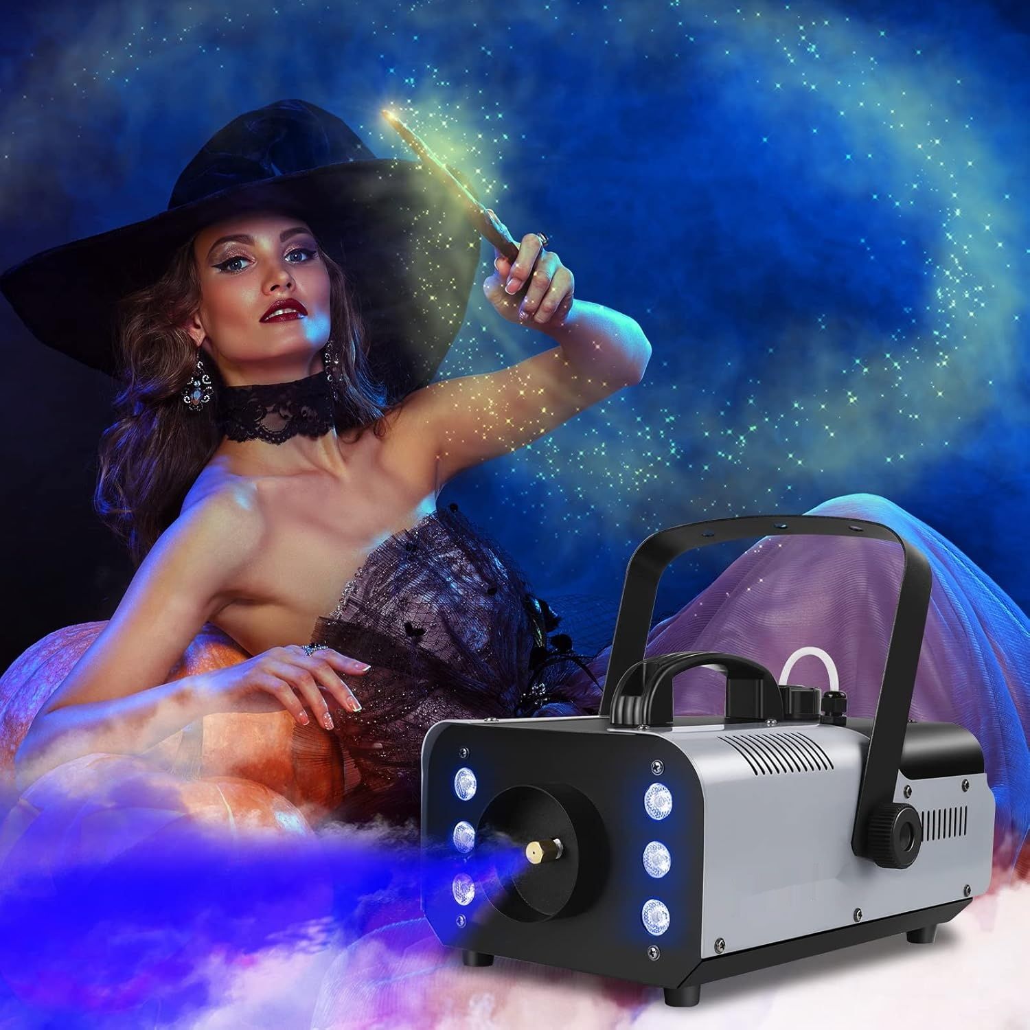 U`King Nebelmaschine 1200W z bezprzewodowym pilotem i 6 kolorowymi diodami LED