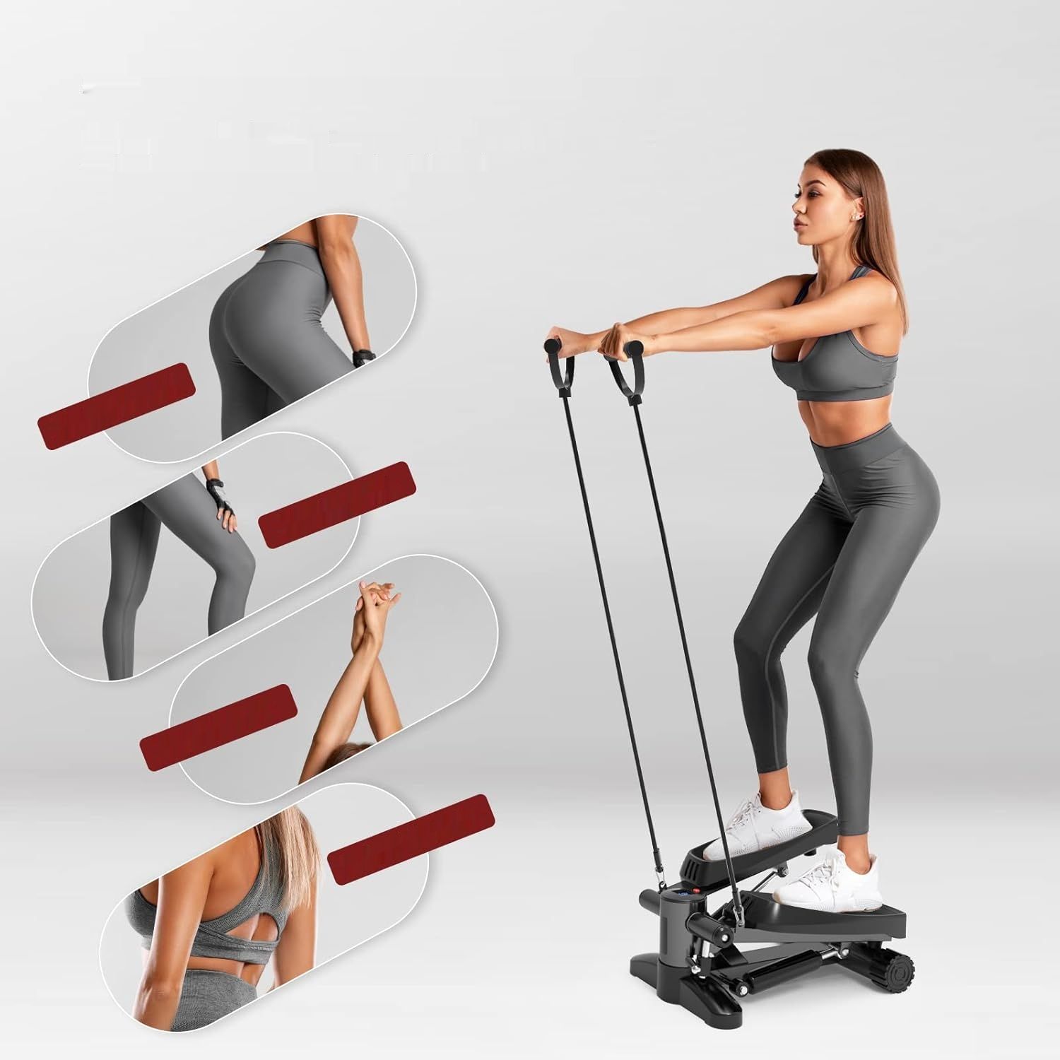 Stepper do ćwiczeń Bubbacare Mini Stepper z linkami oporowymi