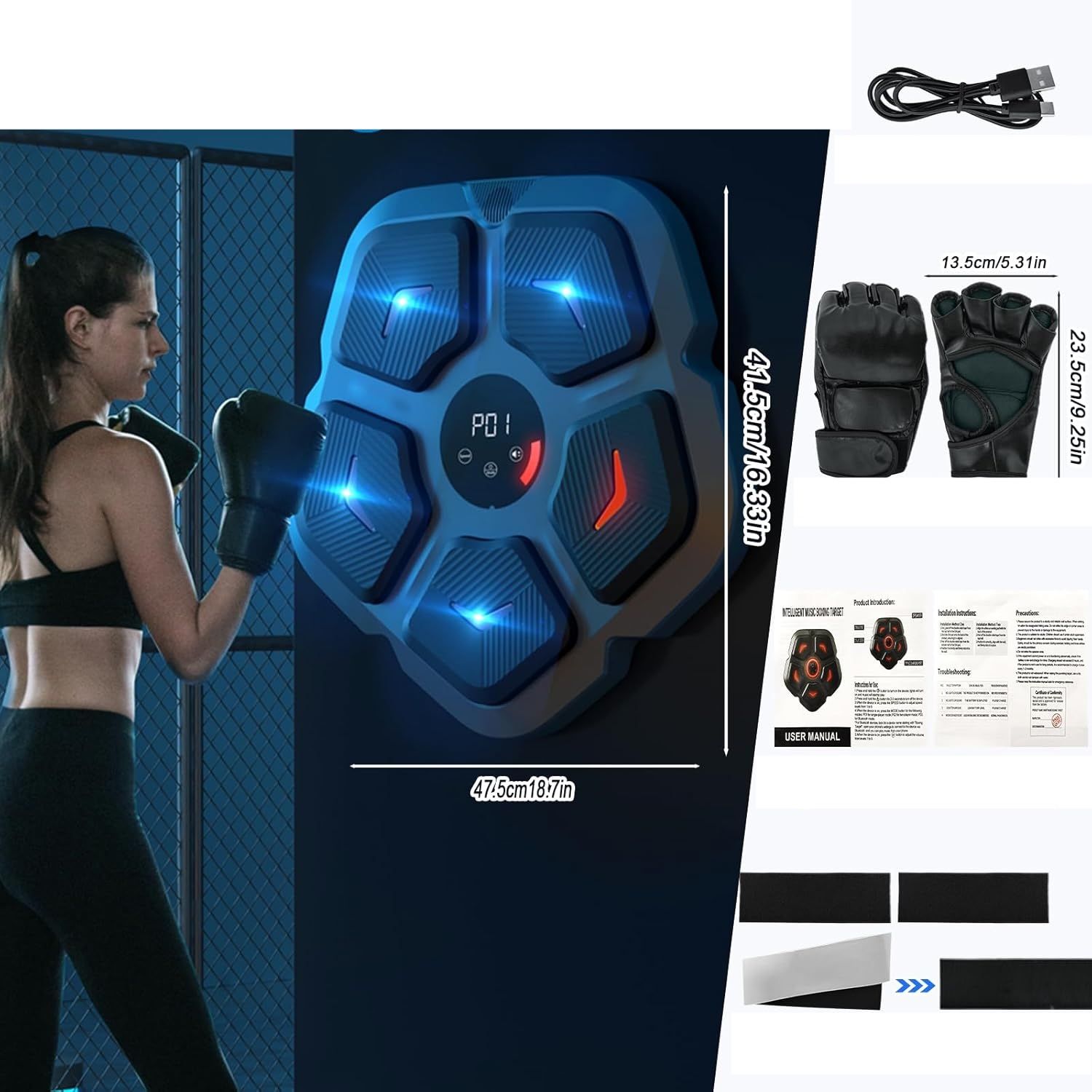 Muzyczna maszyna bokserska na ścianę z Bluetooth