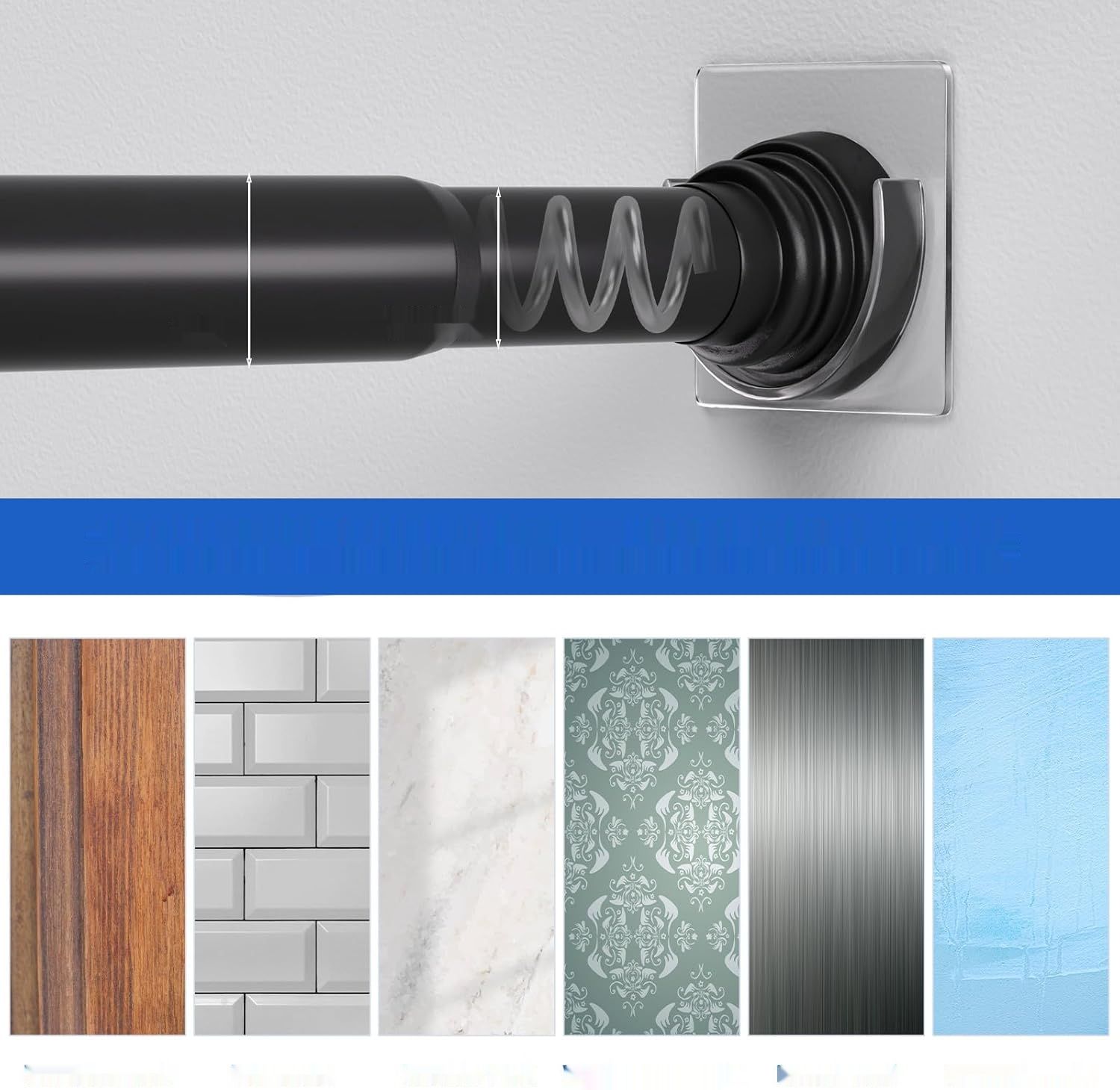 GOOWIN drążek prysznicowy bez wiercenia, teleskopowy 80–165 cm