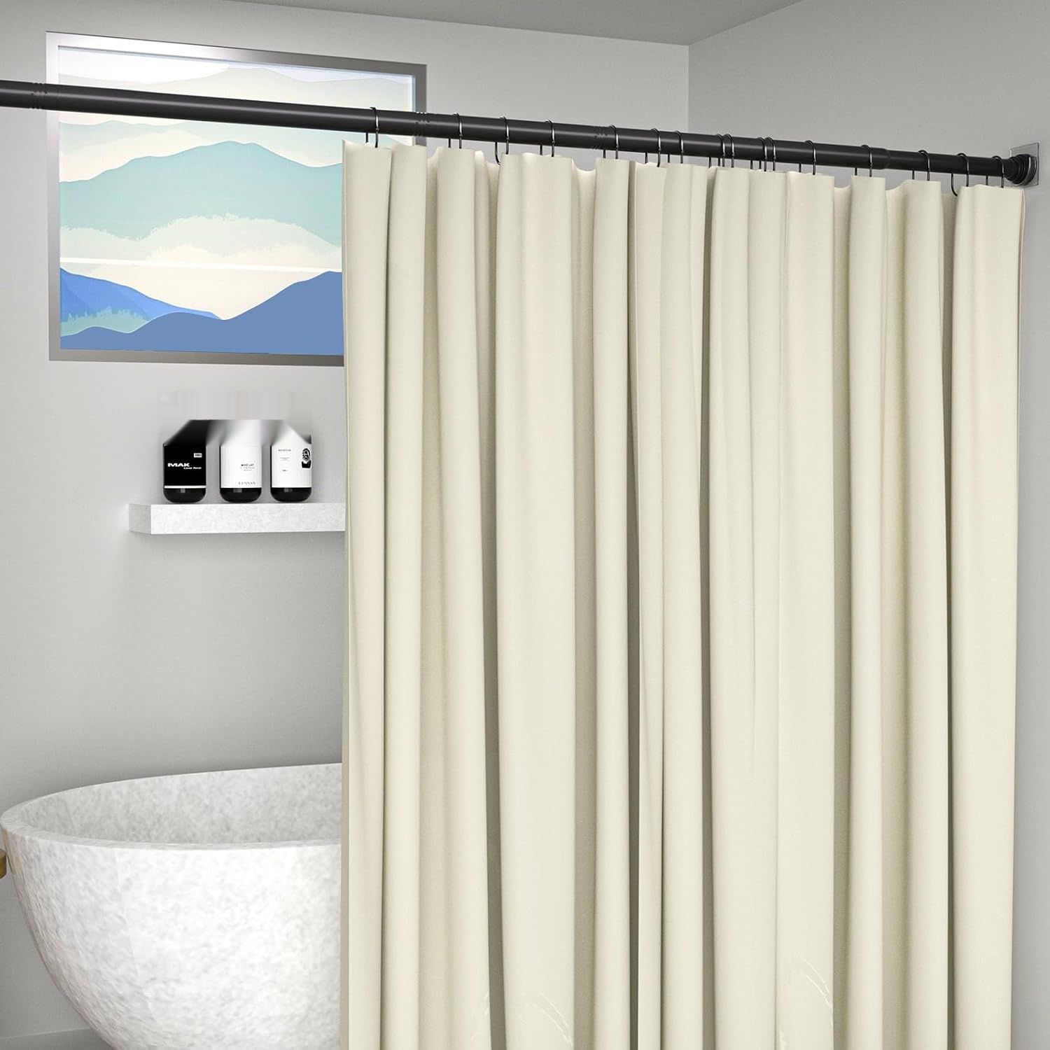 GOOWIN drążek prysznicowy bez wiercenia, teleskopowy 80–165 cm