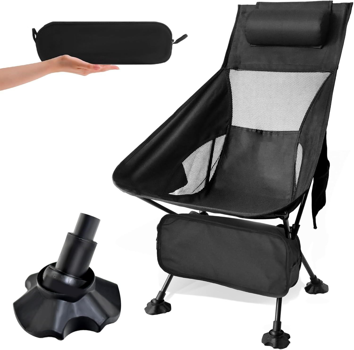 Składane krzesło kempingowe, małe, 120 kg, ultralekkie mini krzesło