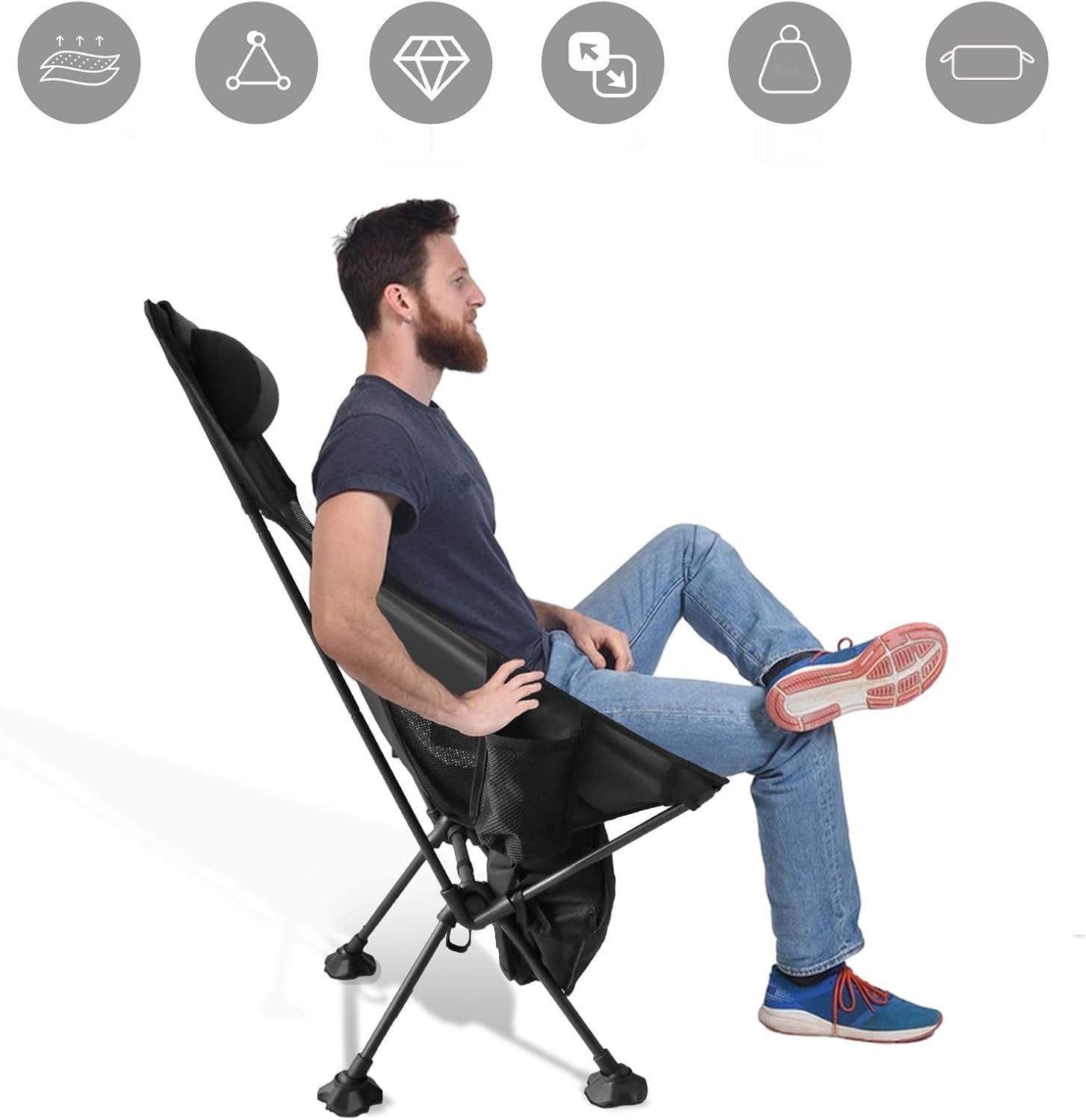 Składane krzesło kempingowe, małe, 120 kg, ultralekkie mini krzesło