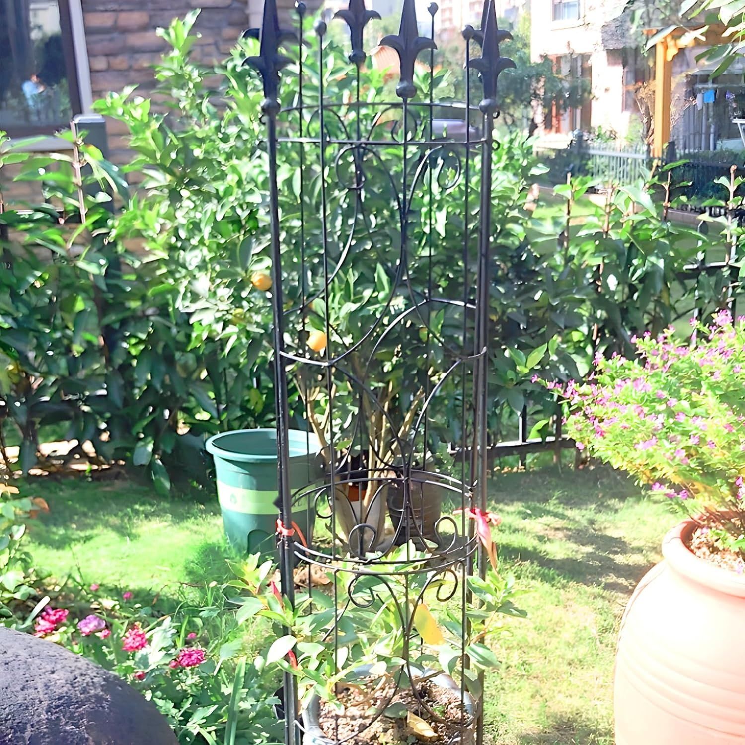 Metalowy stelaż ogrodowy Thealyn 2 szt. – 182 cm x 31 cm do roślin doniczkowych i pnących