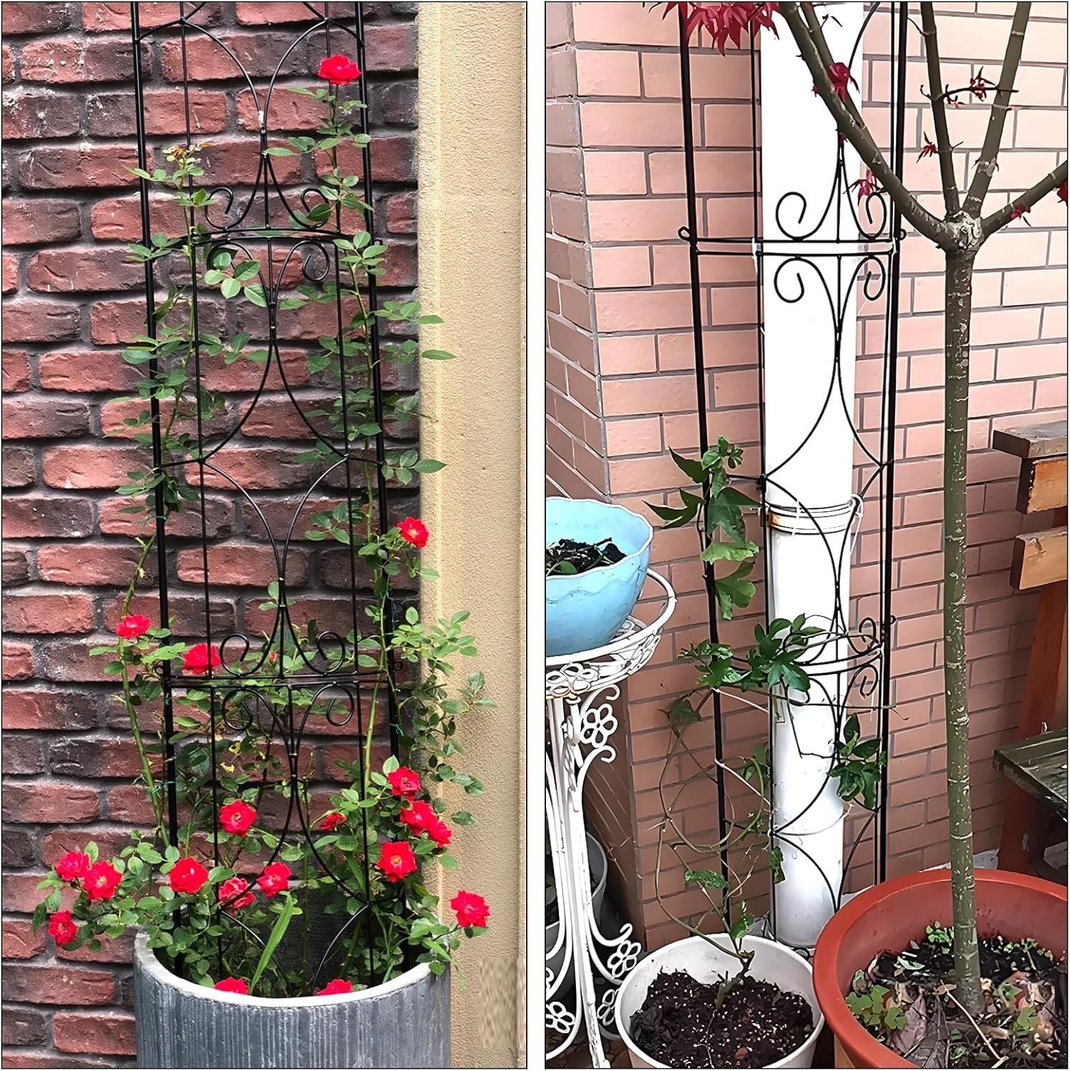 Metalowy stelaż ogrodowy Thealyn 2 szt. – 182 cm x 31 cm do roślin doniczkowych i pnących