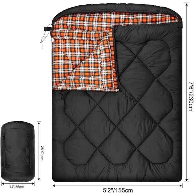Zimowy podwójny śpiwór Mcota, rozmiar XXL i wymiary 155 x 230 cm
