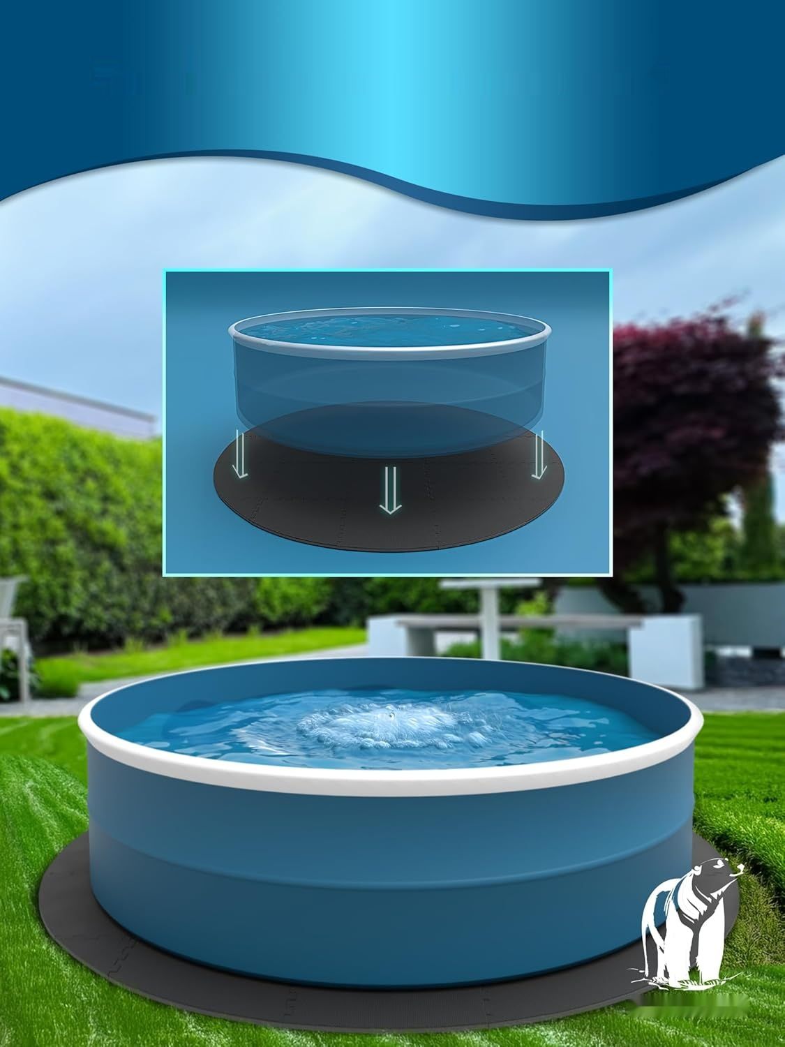 PoolBear okrągła mata ochronna pod jacuzzi i basen 200 cm – czarna