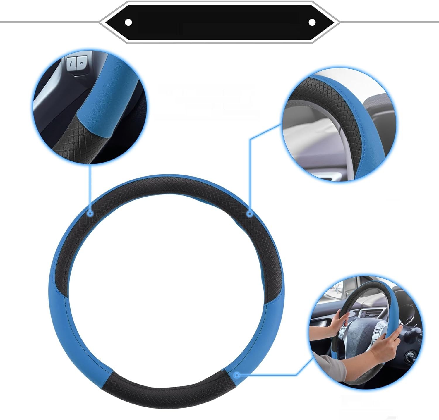 изменить фото на черное!!!   Uniwersalna niebieska osłona kierownicy samochodowej ABSOPRO do auta,重