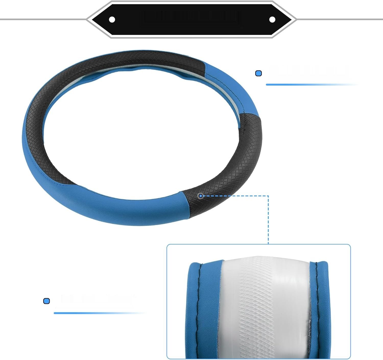 изменить фото на черное!!!   Uniwersalna niebieska osłona kierownicy samochodowej ABSOPRO do auta,重