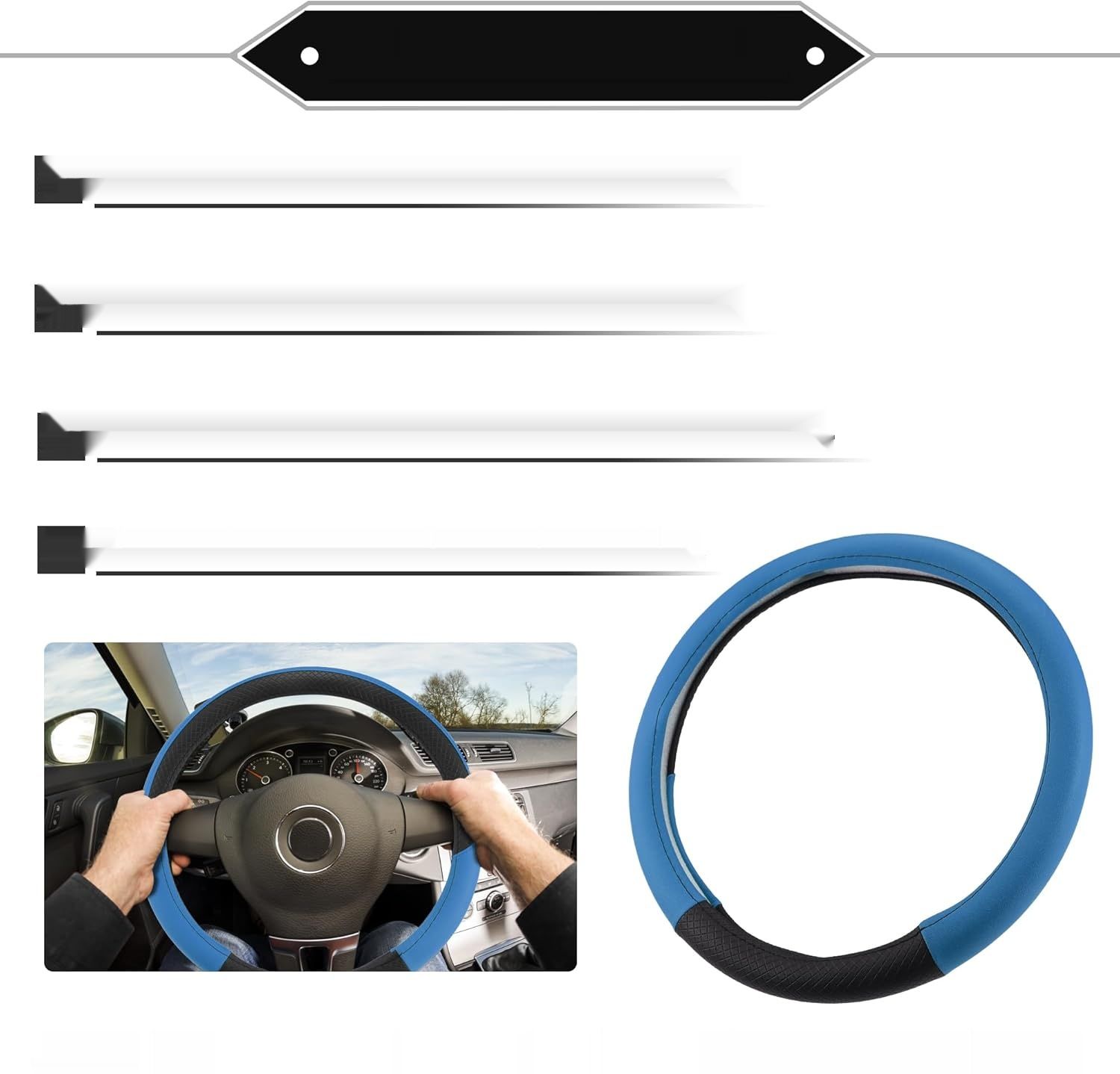 изменить фото на черное!!!   Uniwersalna niebieska osłona kierownicy samochodowej ABSOPRO do auta,重