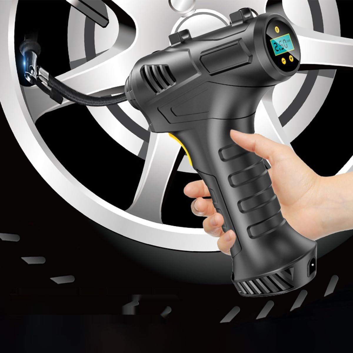 CGEAMDY Bezprzewodowy kompresor do opon samochodowych (bez baterii)