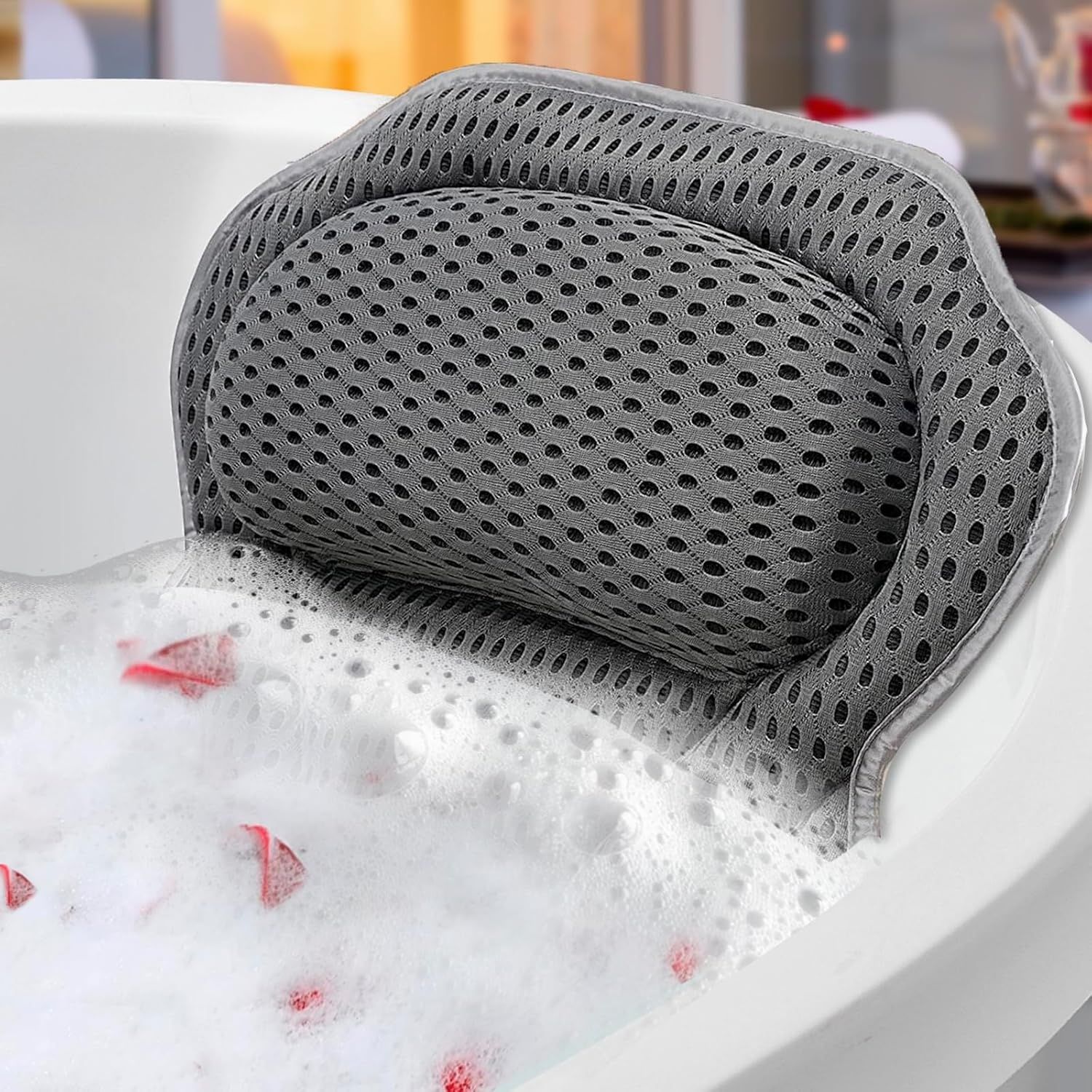 Poduszka do wanny SculifyVita z pianki Memory, 4D Air Mesh, 6 przyssawek