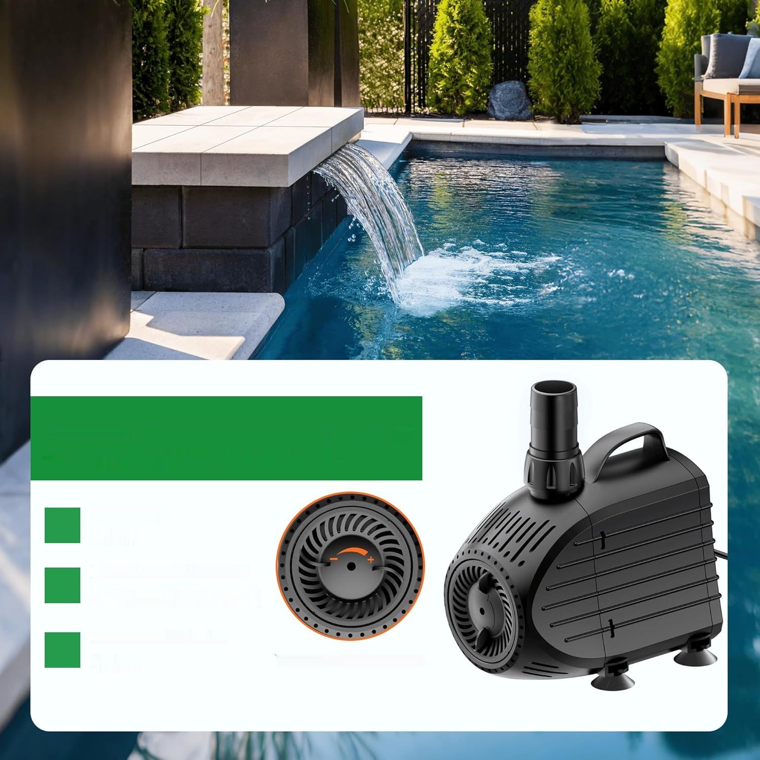 Kompletny zestaw kaskady ze stali nierdzewnej z pompą 80 W, 4500 l/h