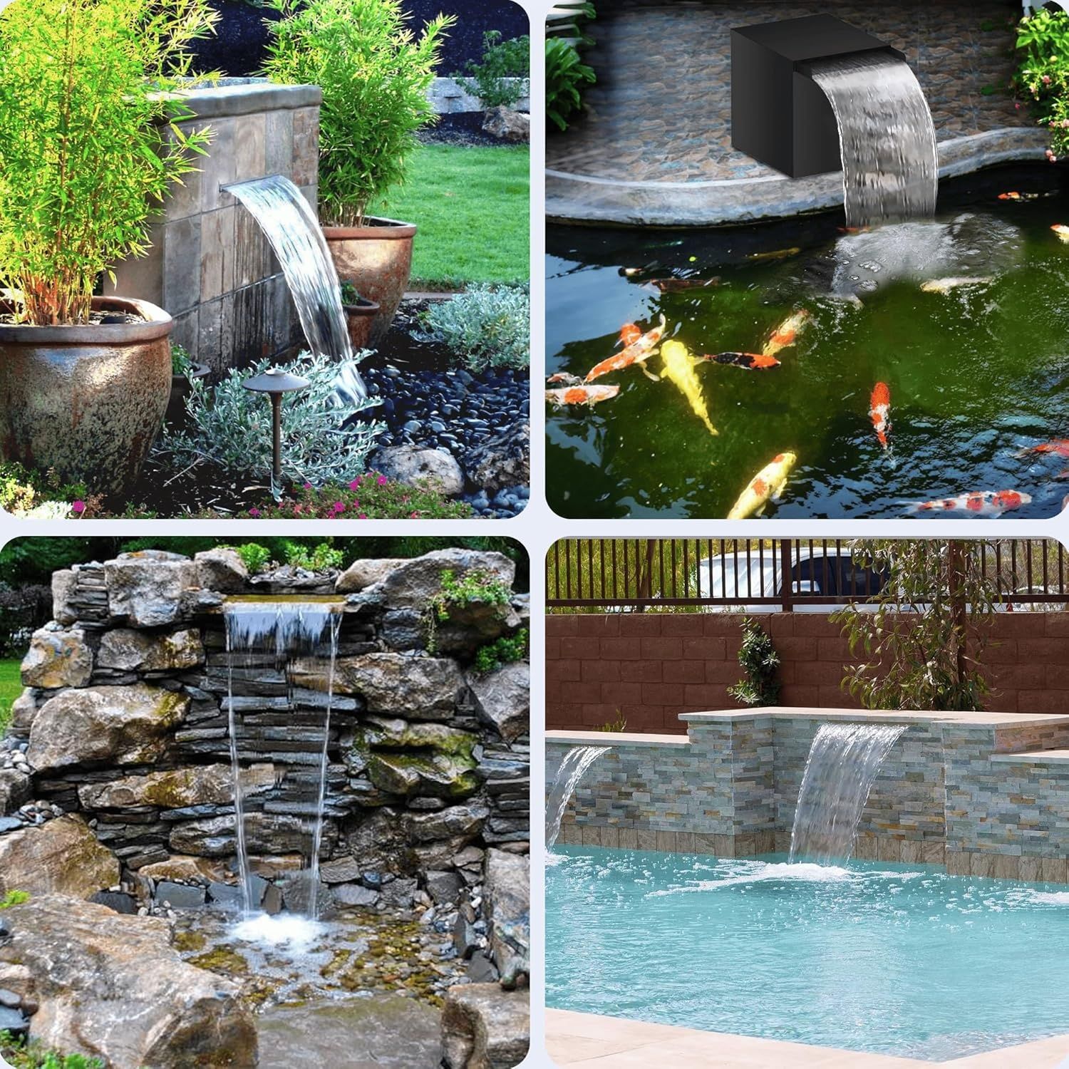 Kompletny zestaw kaskady ze stali nierdzewnej z pompą 80 W, 4500 l/h