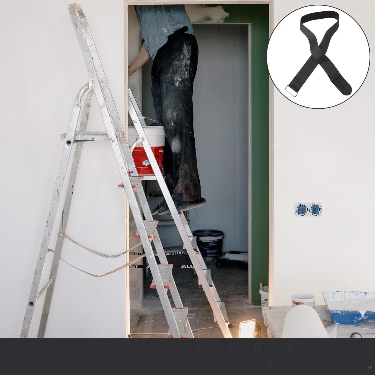 Wielokrotnego użytku pasy do przenoszenia drabin z żelazną klamrą, 4 szt. – 5 cm x 1 m