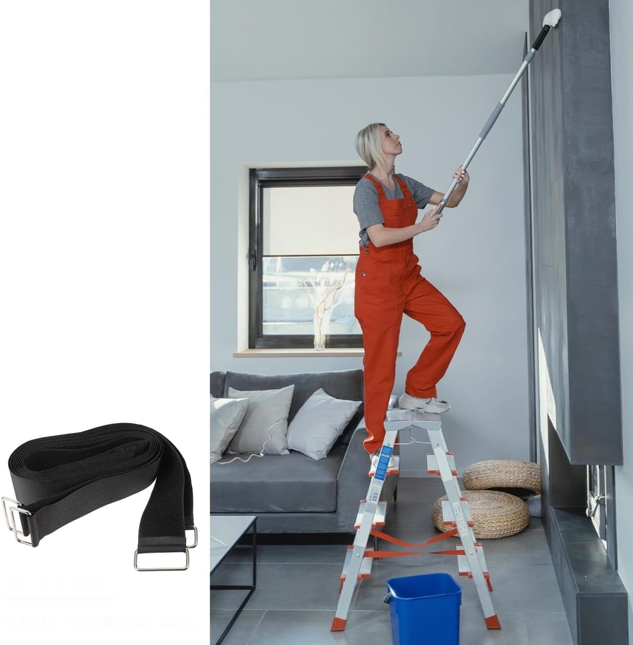 Wielokrotnego użytku pasy do przenoszenia drabin z żelazną klamrą, 4 szt. – 5 cm x 1 m