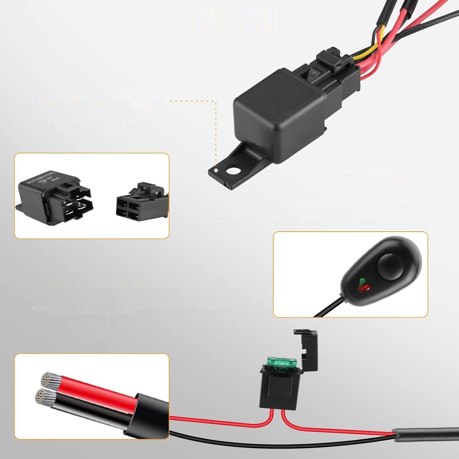 Kraumi 300W Okablowanie do listw LED, wiązka przewodów z przekaźnikiem