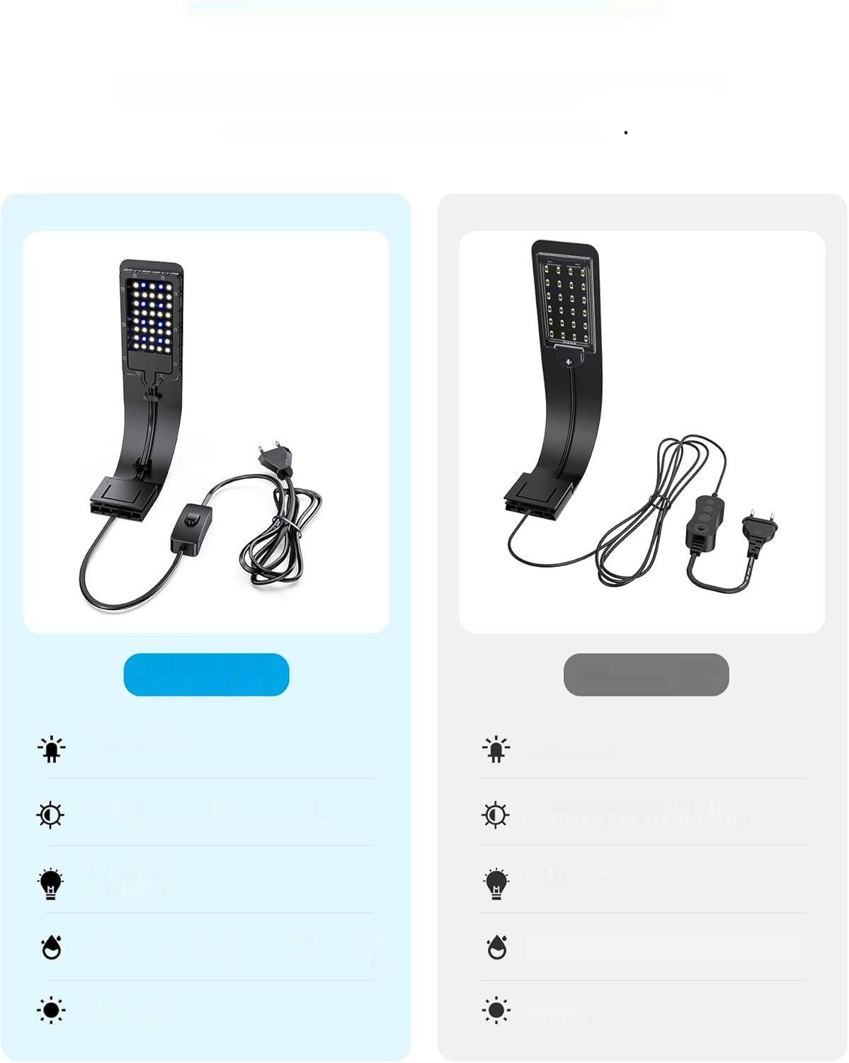 NICREW lampa zaciskowa do akwarium, ultracienka lampa akwariowa z biał