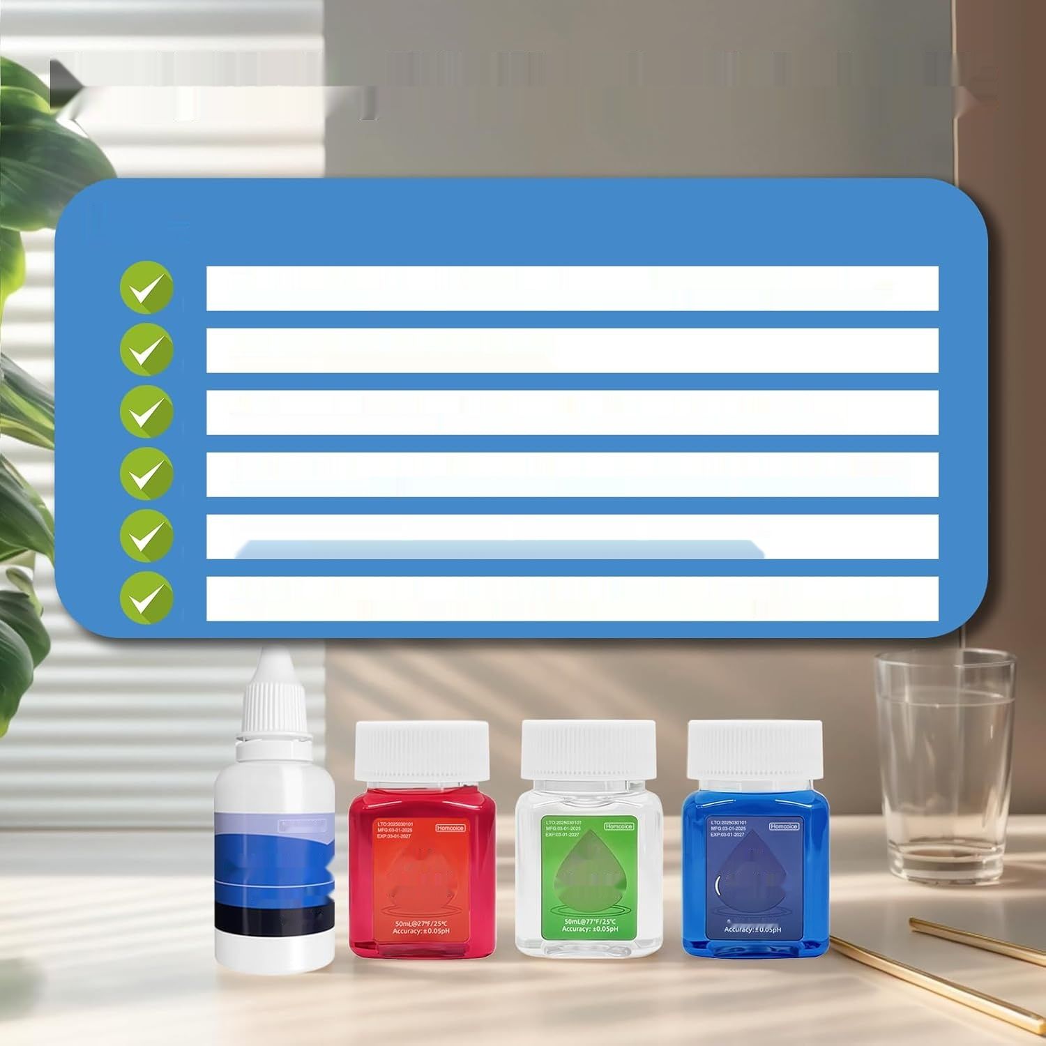Homcoice Zestaw uniwersalnych roztworów do kalibracji pH (4,00; 6,86 i