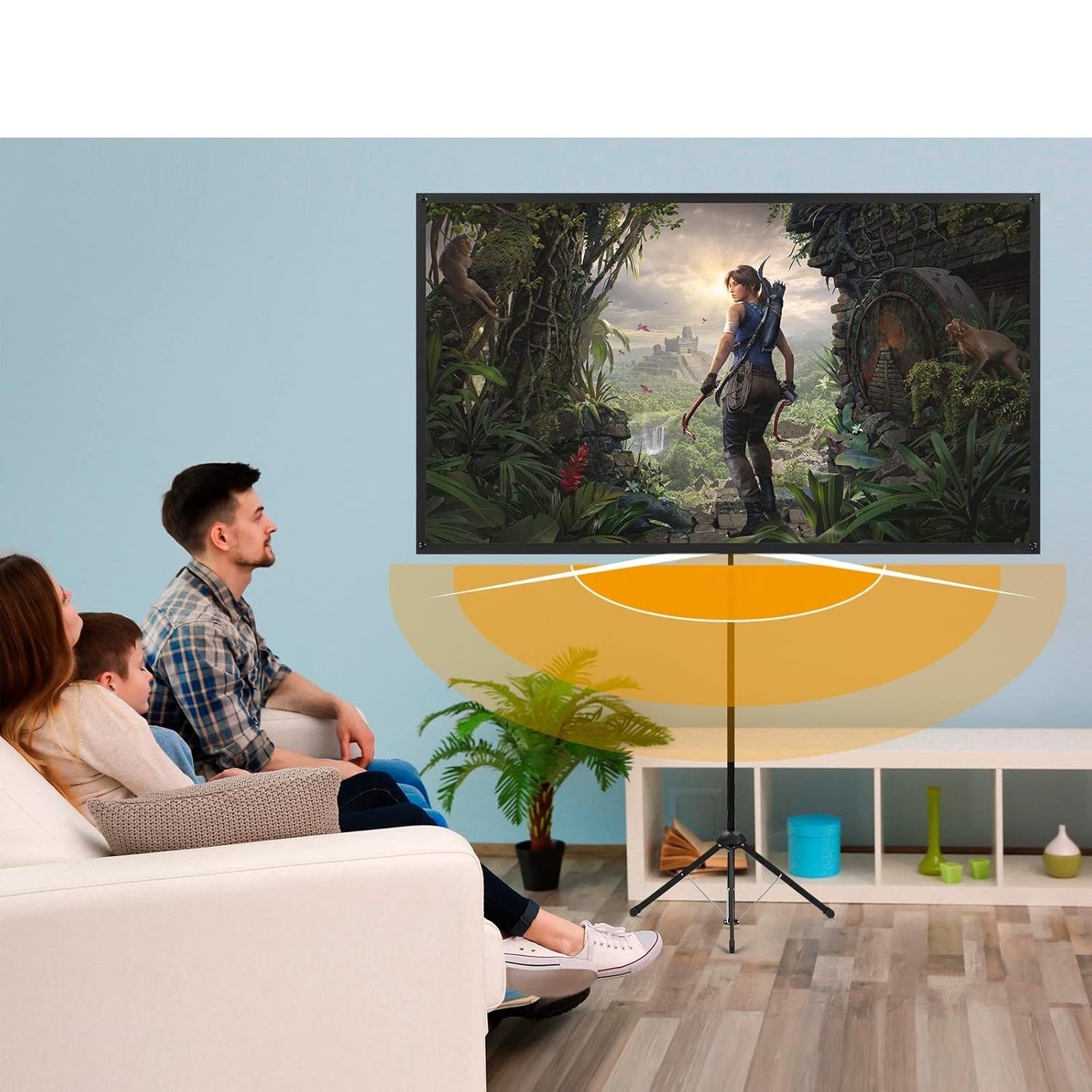 Ekran projektora na statywie, przenośny 80-calowy, 16:9, 4K HD, lekkii