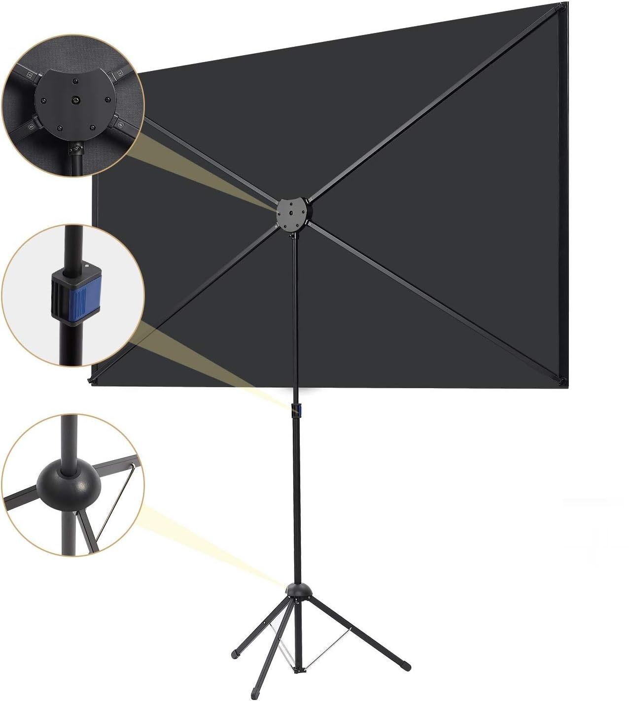 Ekran projektora na statywie, przenośny 80-calowy, 16:9, 4K HD, lekkii