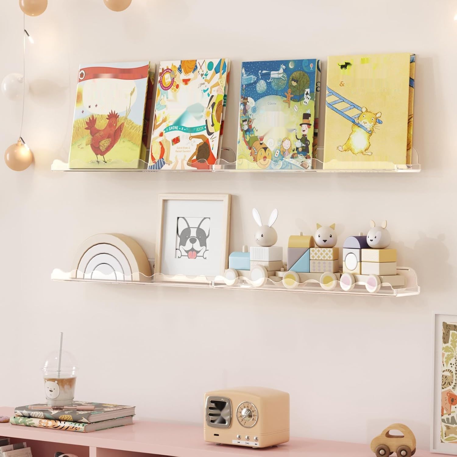 Zestaw 2 plastikowych regałów na książki dla dzieci Lifewit, 38 cm