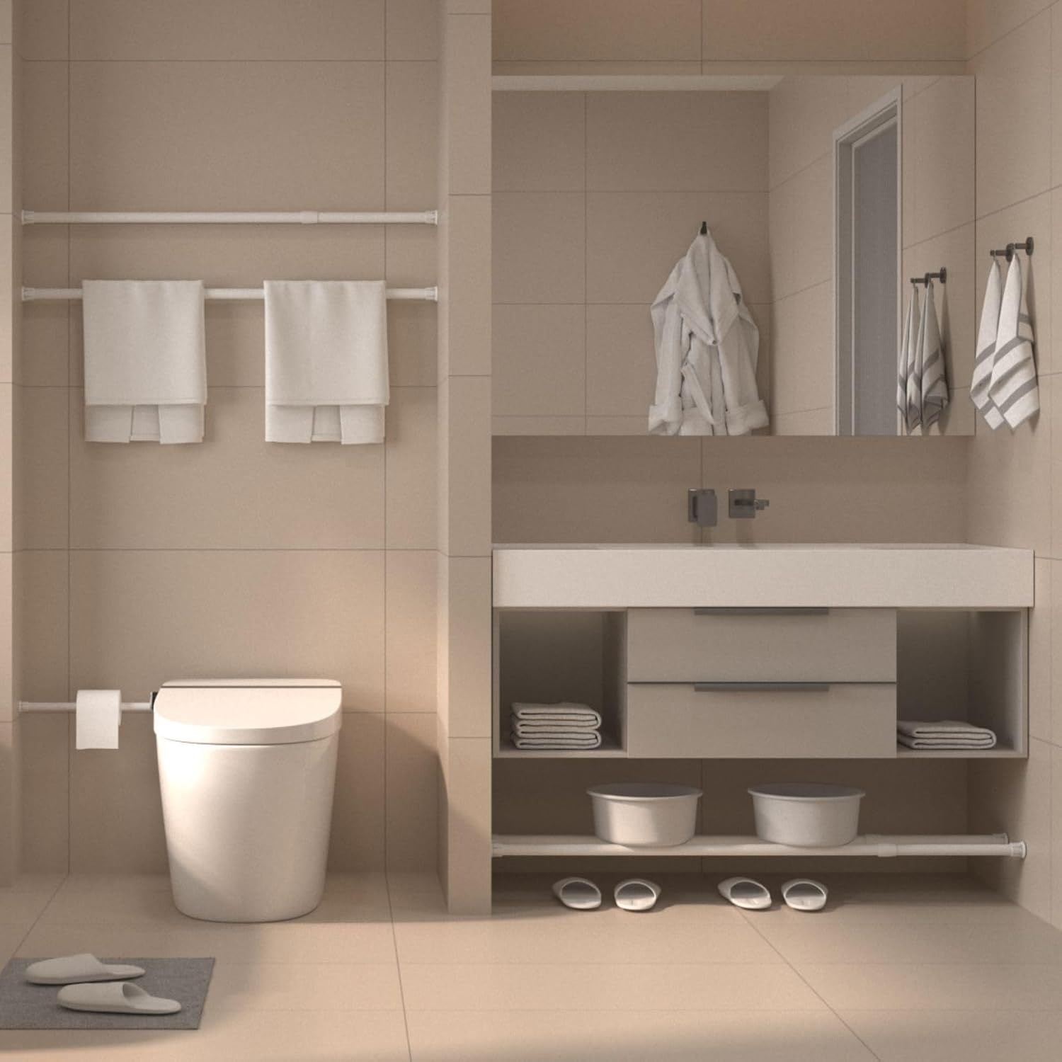 Komplet 2 szt. rozporowych karniszy bez wiercenia GDEVKHN 30–50 cm, czarne