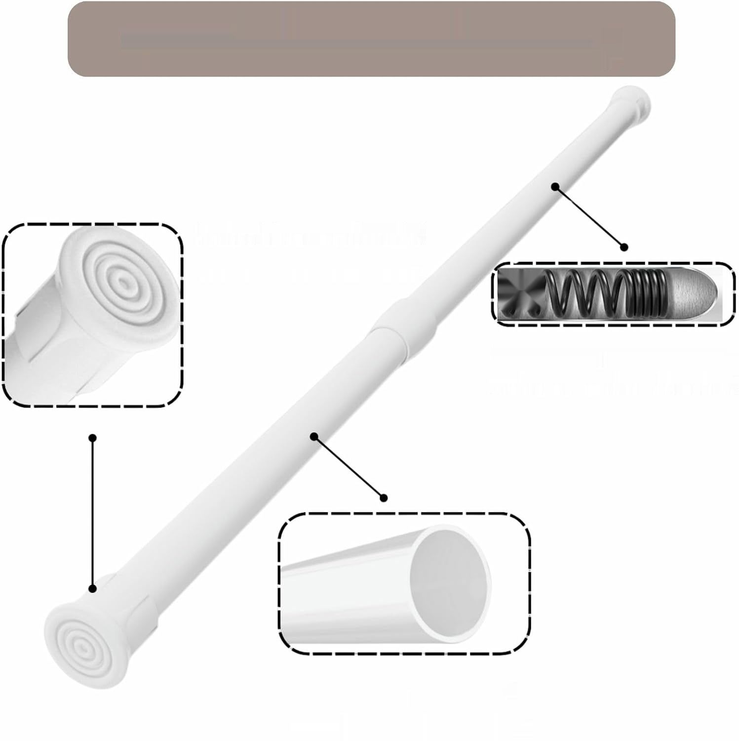 Komplet 2 szt. rozporowych karniszy bez wiercenia GDEVKHN 30–50 cm, czarne