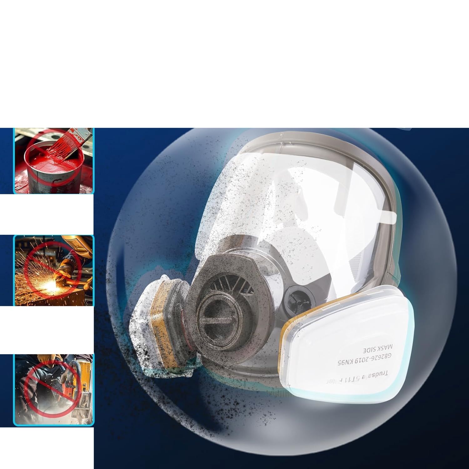 Pełnotwarzowa maska ochronna z twardym etui, filtrami do par organicznych i pyłu