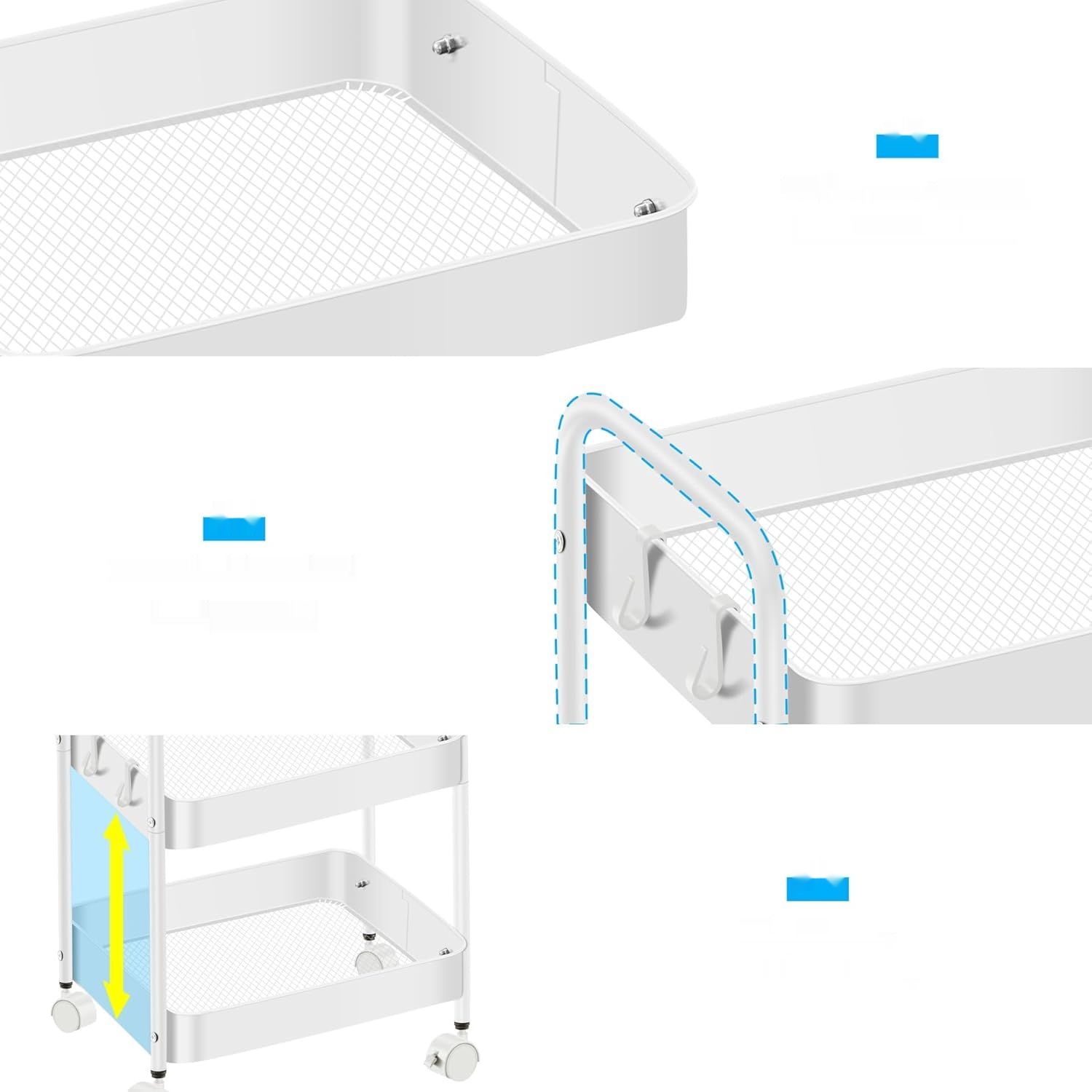 Mimoke Wózek na kółkach – 3/4‑poziomowy wózek do przechowywania z kółk