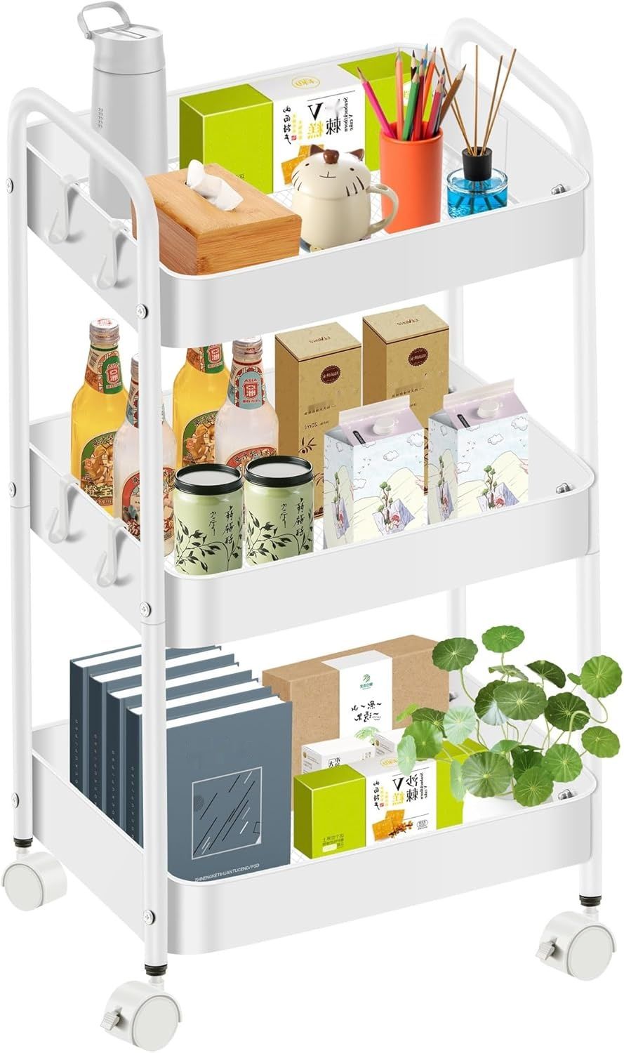 Mimoke Wózek na kółkach – 3/4‑poziomowy wózek do przechowywania z kółk