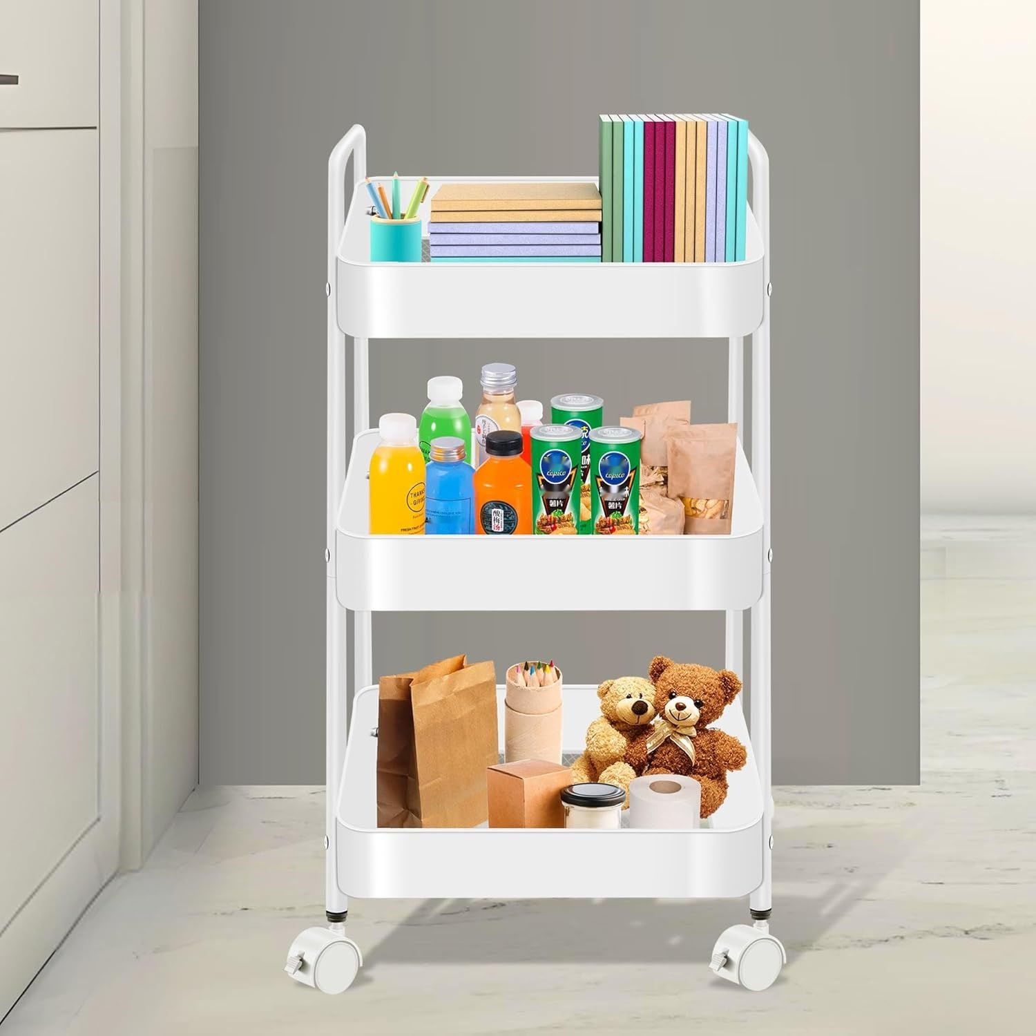 Mimoke Wózek na kółkach – 3/4‑poziomowy wózek do przechowywania z kółk