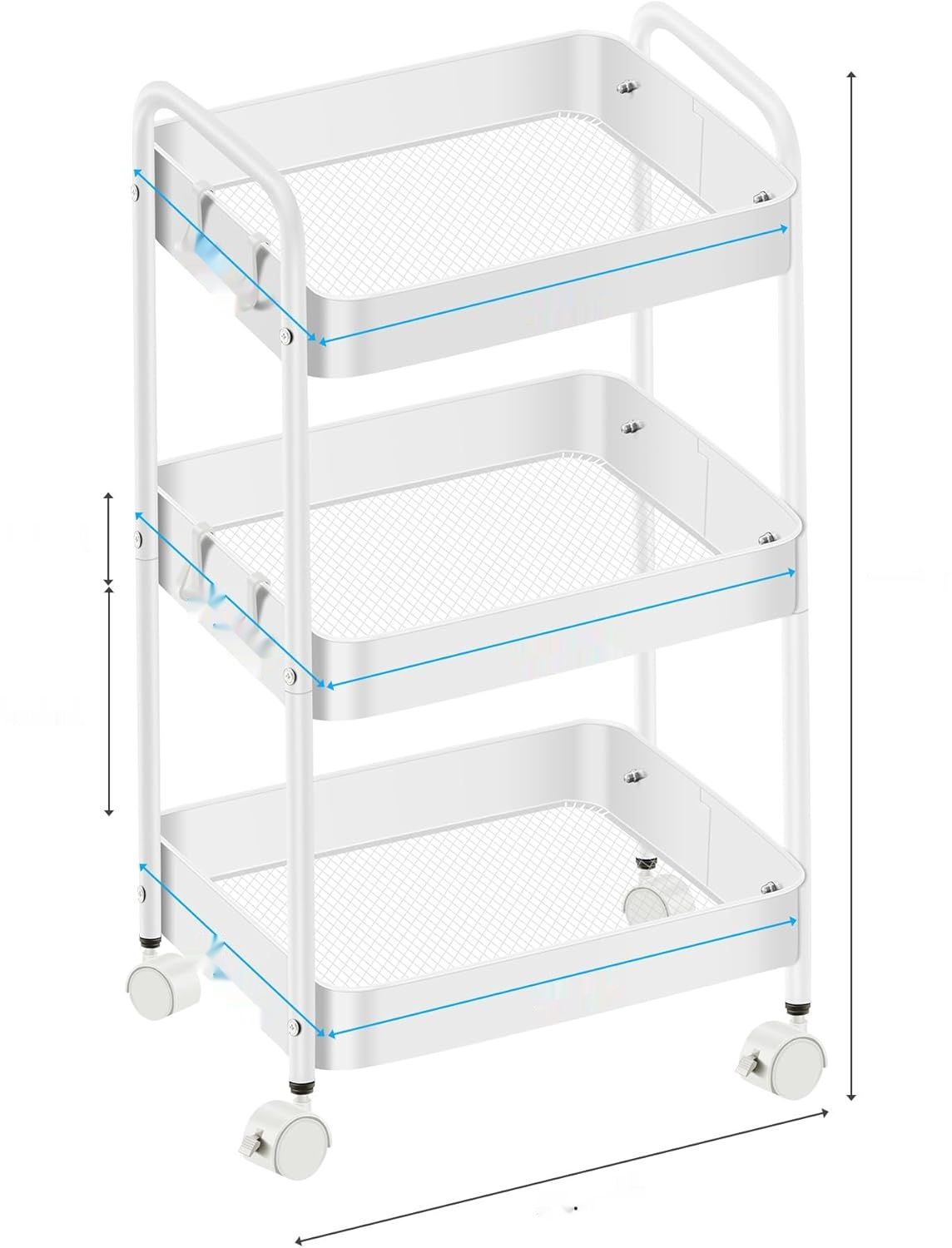 Mimoke Wózek na kółkach – 3/4‑poziomowy wózek do przechowywania z kółk