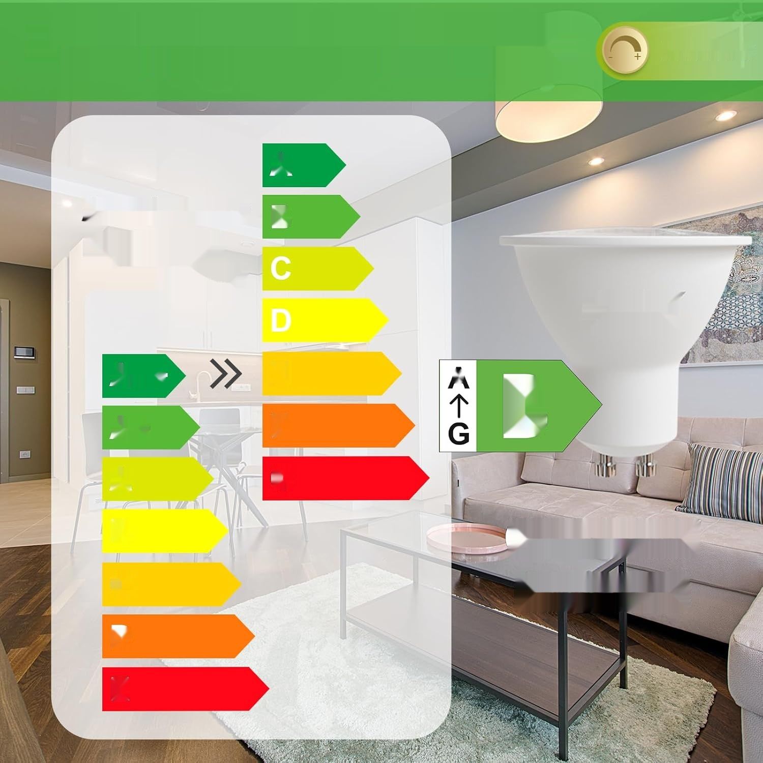 GY Żarówka LED GU10 ściemnialna 4,9 W 780 lm, 3000 K ciepła biel, kąt鲜