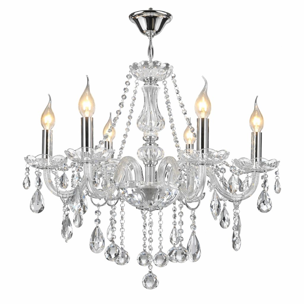 Żyrandol kryształowy Maria Theresa A1A9, 6‑ramienny, chrom, kryształ K9