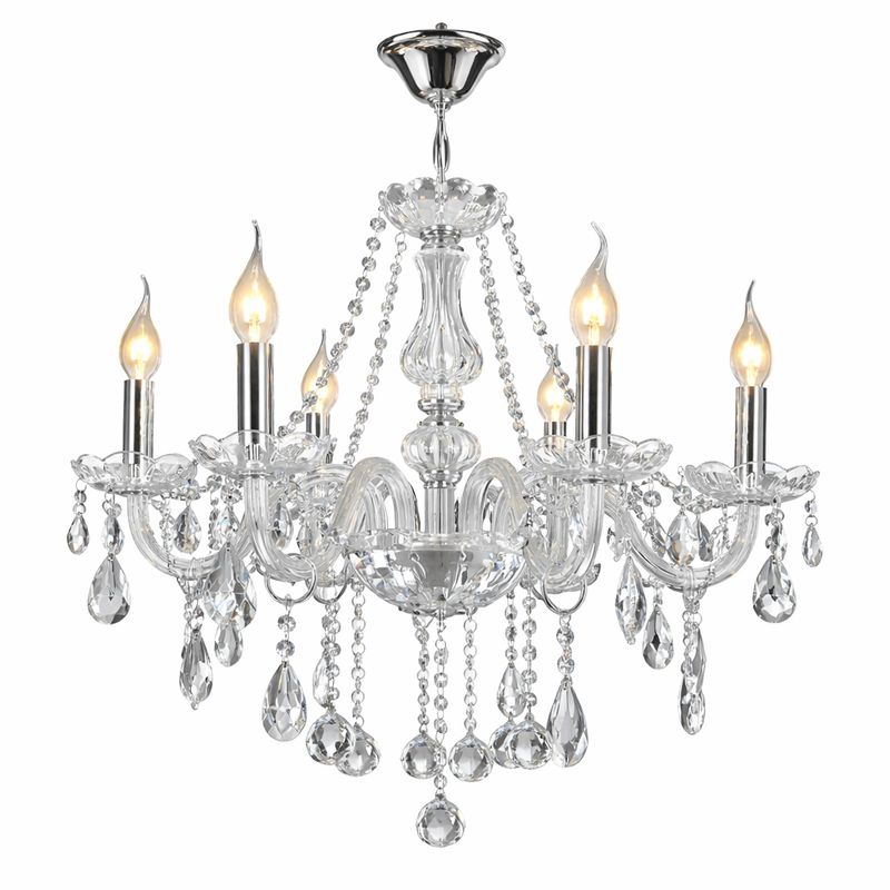 Żyrandol kryształowy Maria Theresa A1A9, 6‑ramienny, chrom, kryształ K9