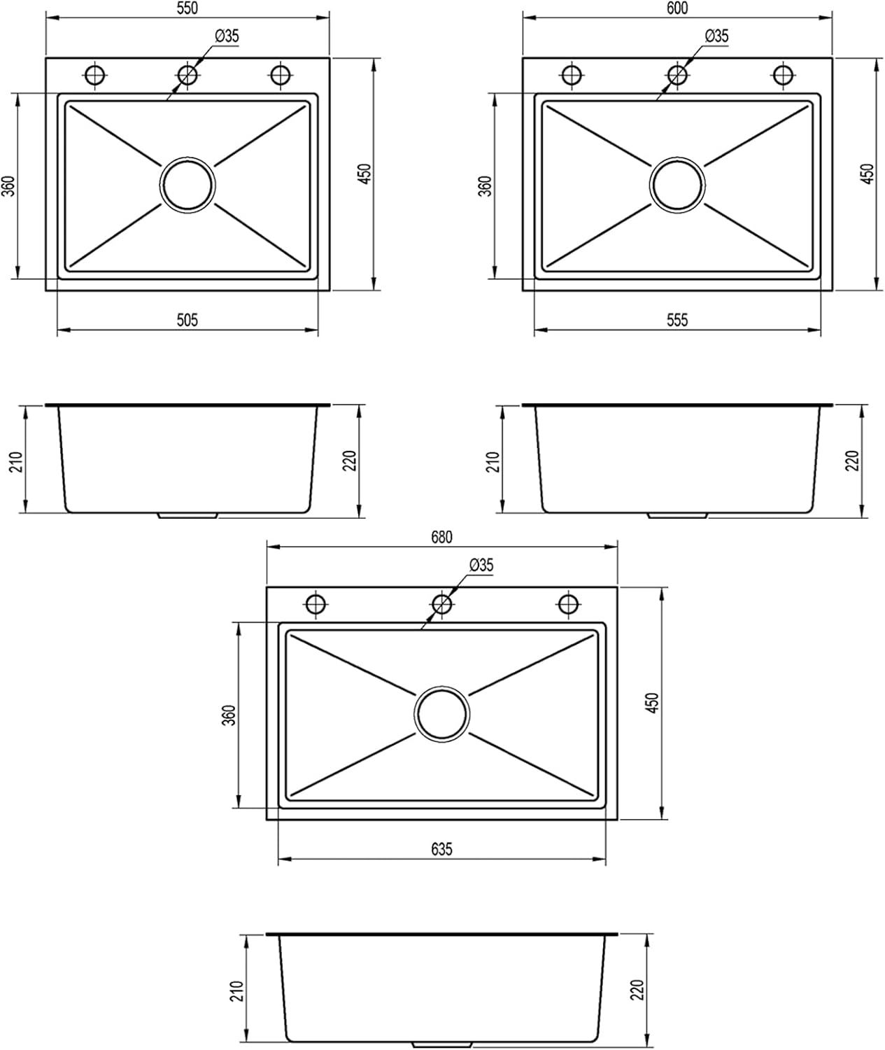 Zlew kuchenny Juanya 55 × 45 cm, czarny, stal nierdzewna z baterią wyciąganą